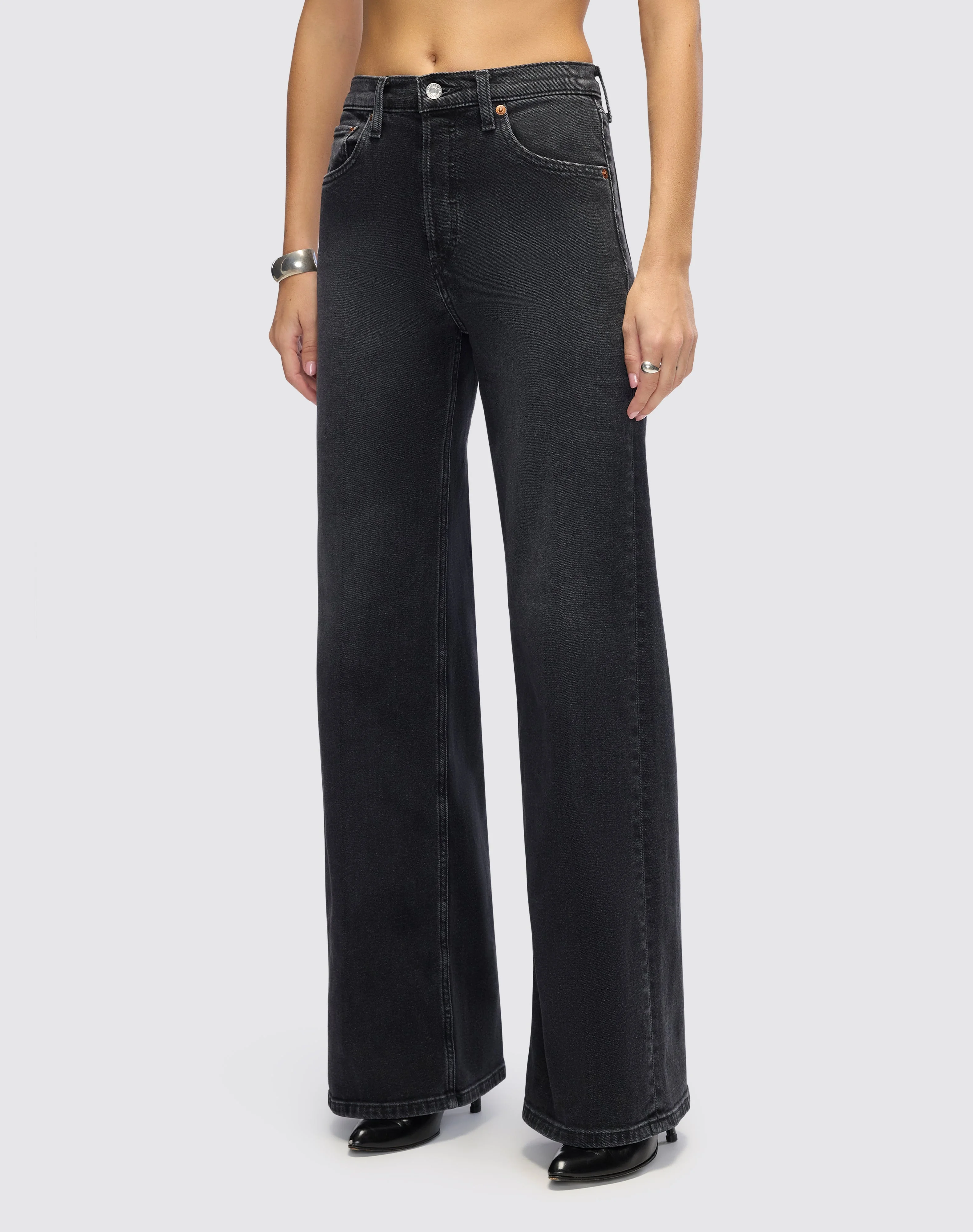 Comfort Stretch High Rise Wide Leg - Washed Noir - 1