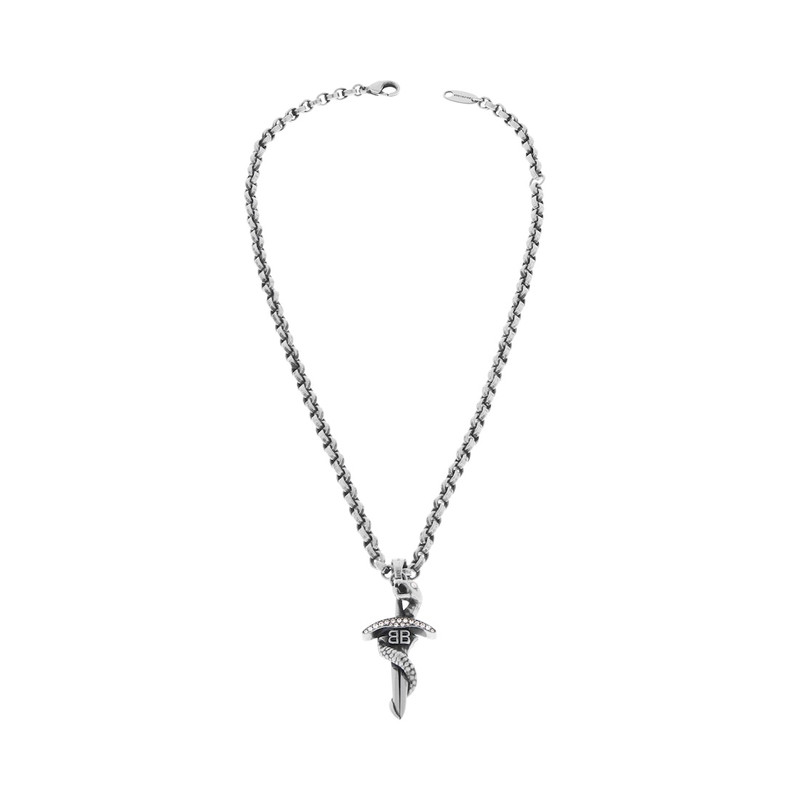 BALENCIAGA Goth Snake Necklace  in Antique Silver outlook
