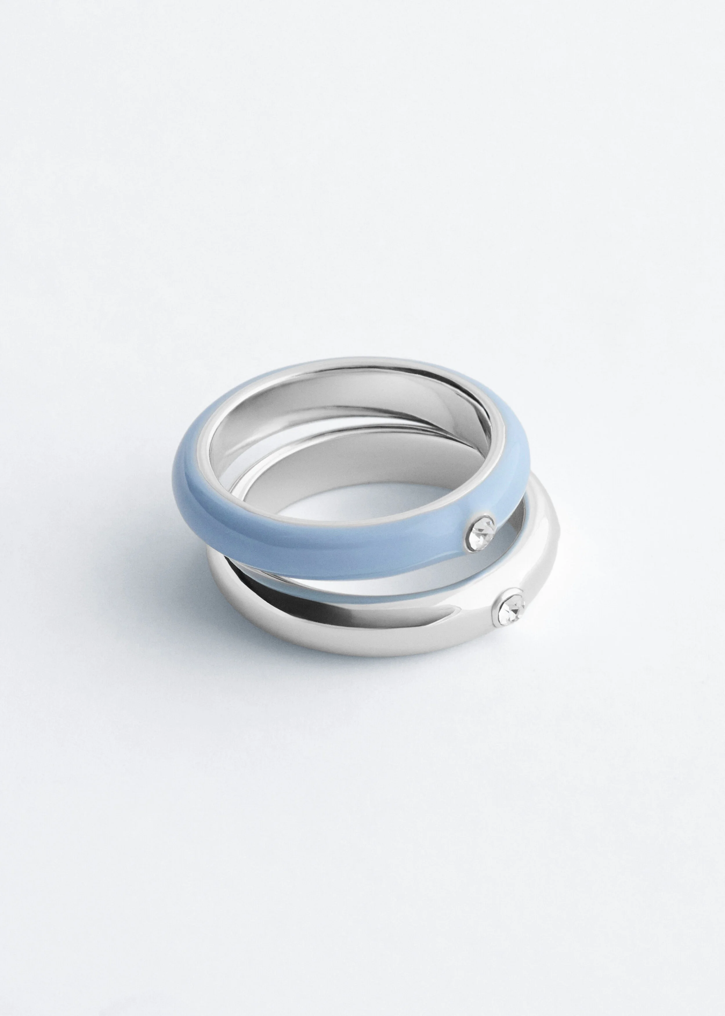 Glass Detail Brass Ring Set - 1
