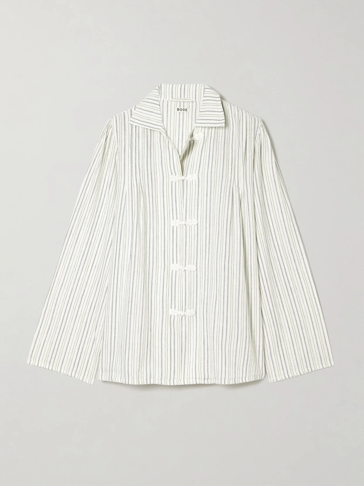 Electric Appliquéd Striped Cotton-flannel Blouse - 1