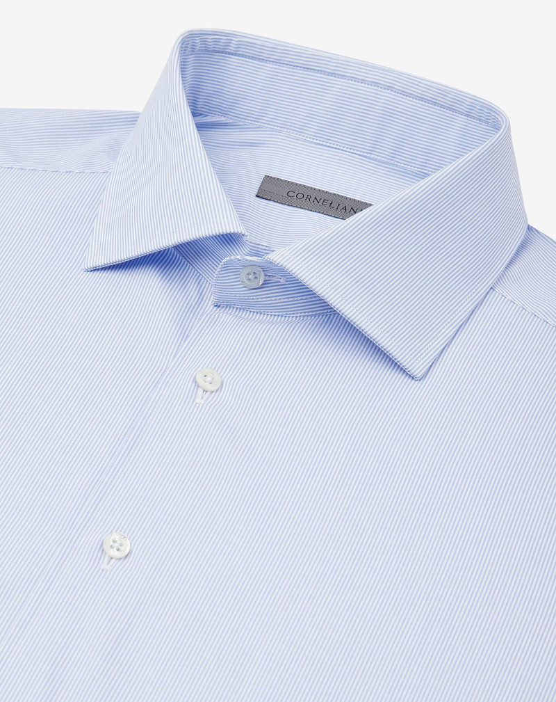 Cotton shirt with white and light Blue micro stripes 4