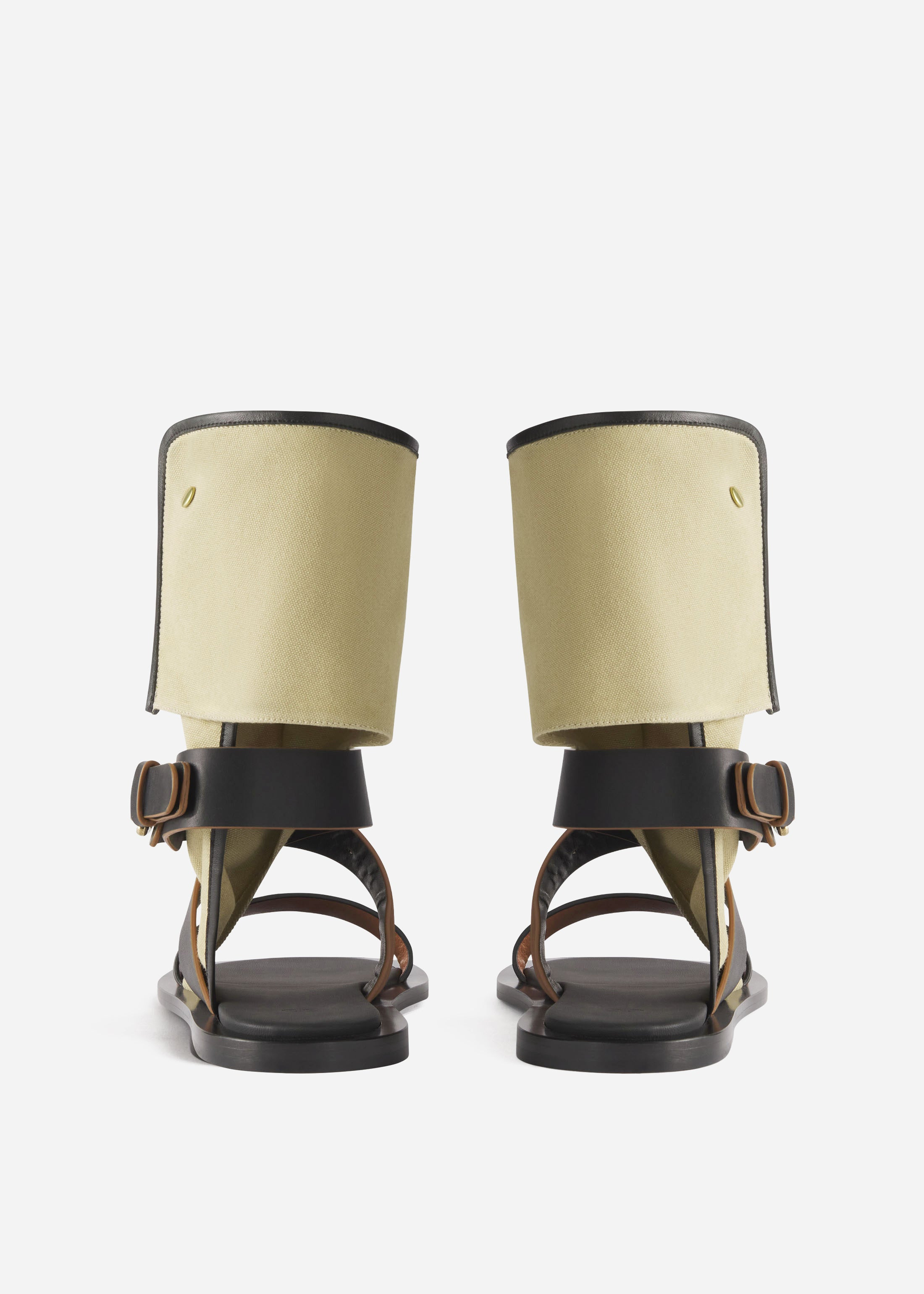 Canvas Gladiator Wrap Sandal in Ecru - 3