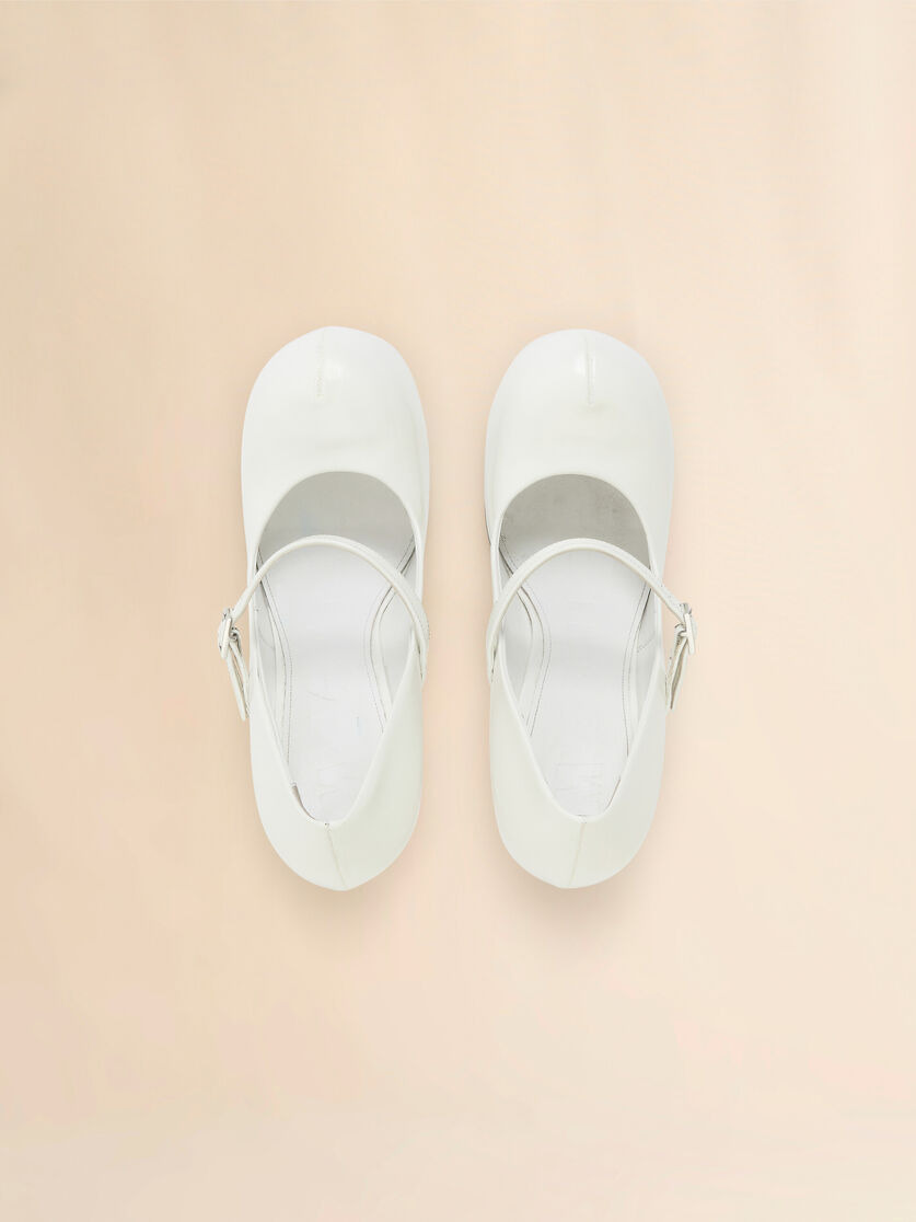 WHITE LEATHER NEW WAVE MARY JANE PUMP - 4