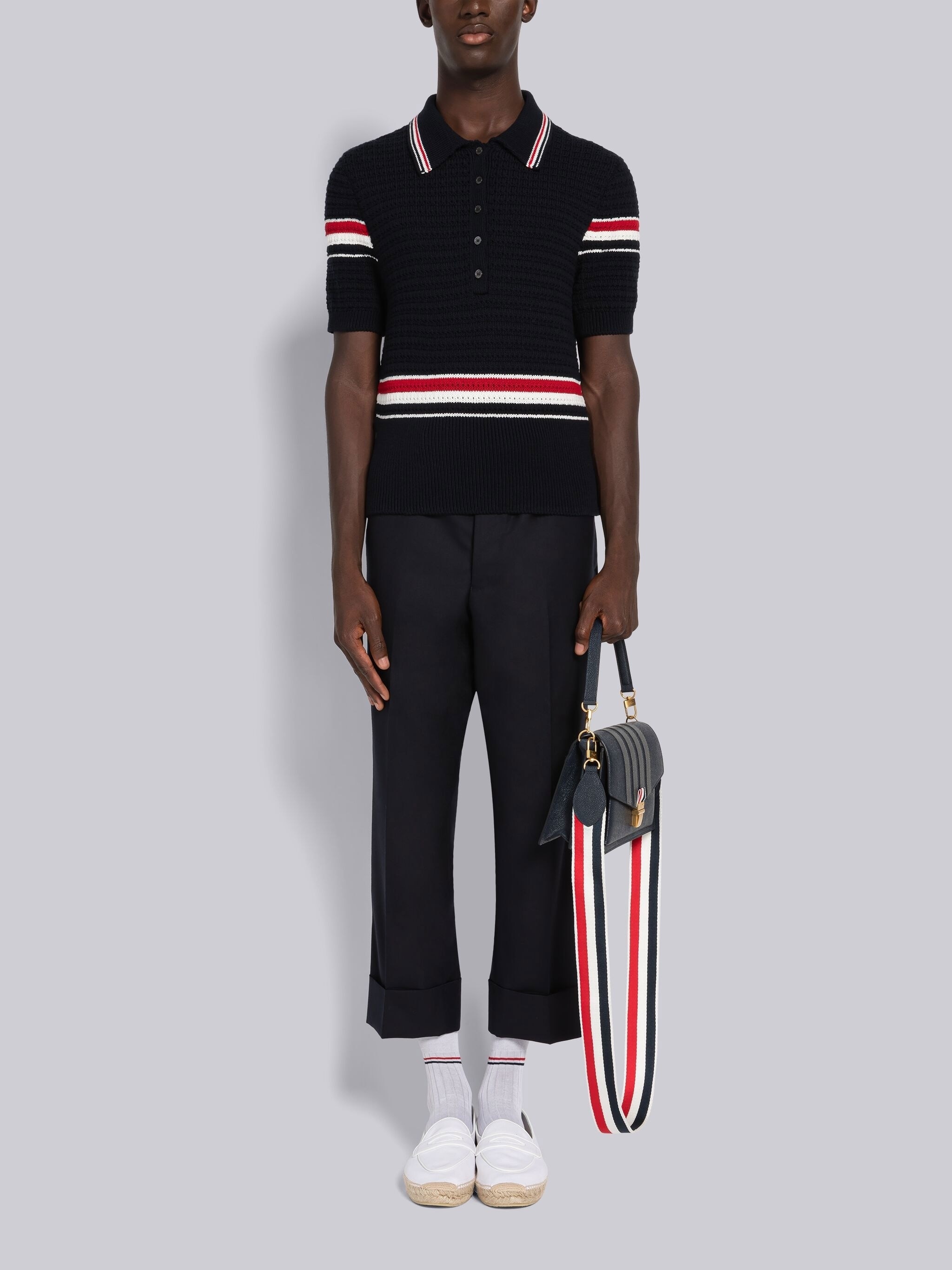 Textured Stitch Cotton Short Sleeve Polo - 4