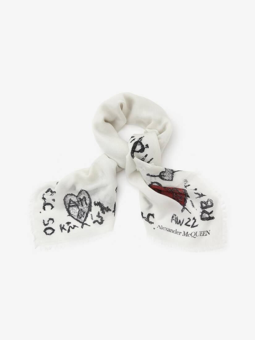 Tree Graffiti Foulard in White/black - 2