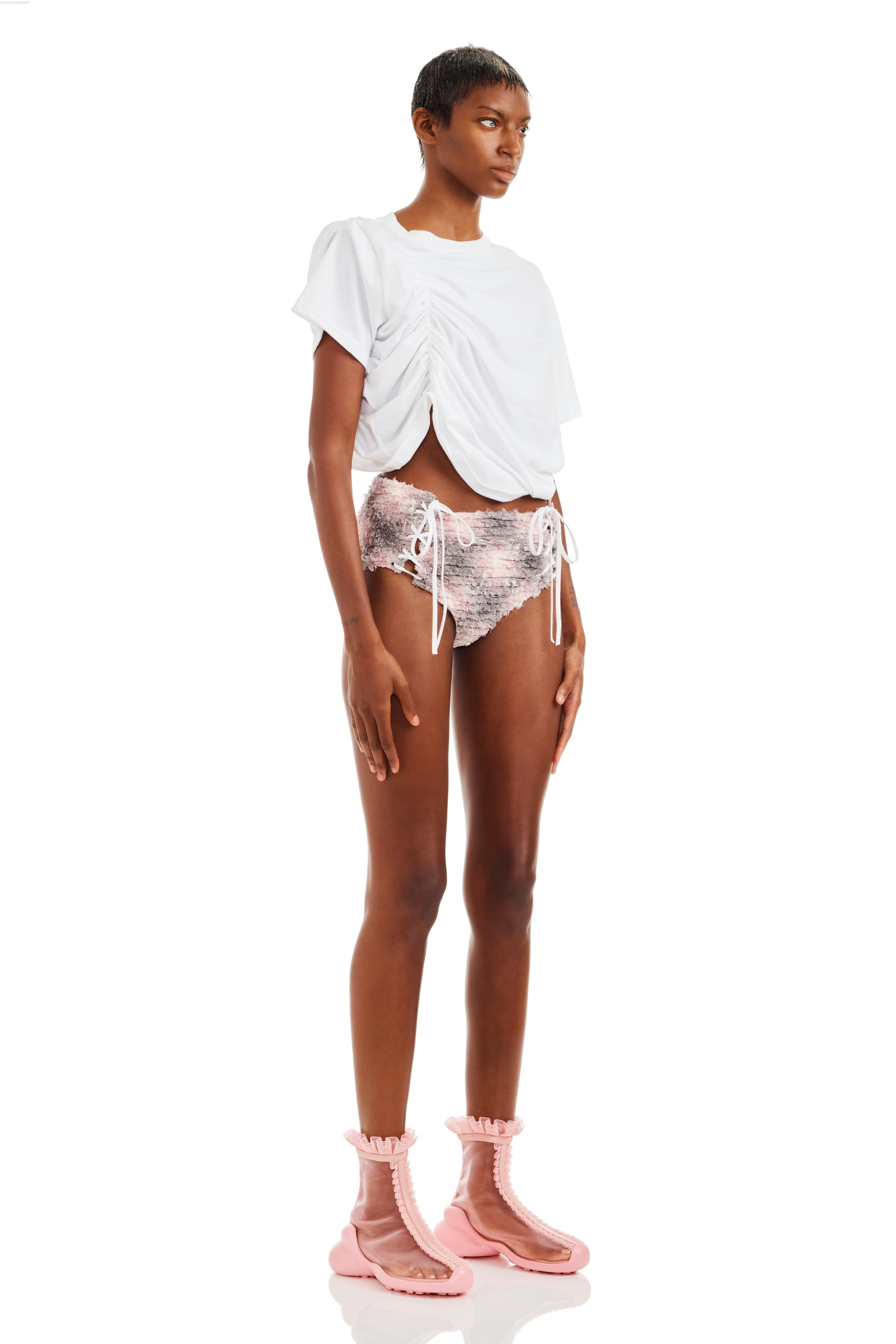 LAVENDER PLAID LACE UP PANTY - 5