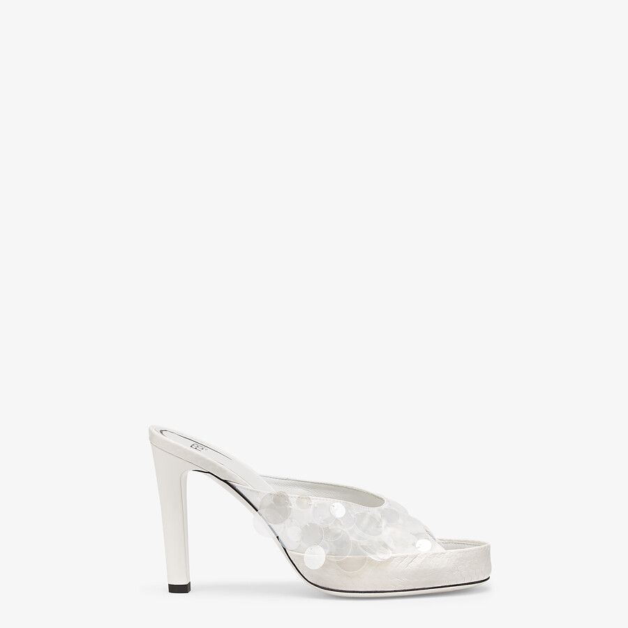 Satin slides with white oversized sequin embroidery - 1