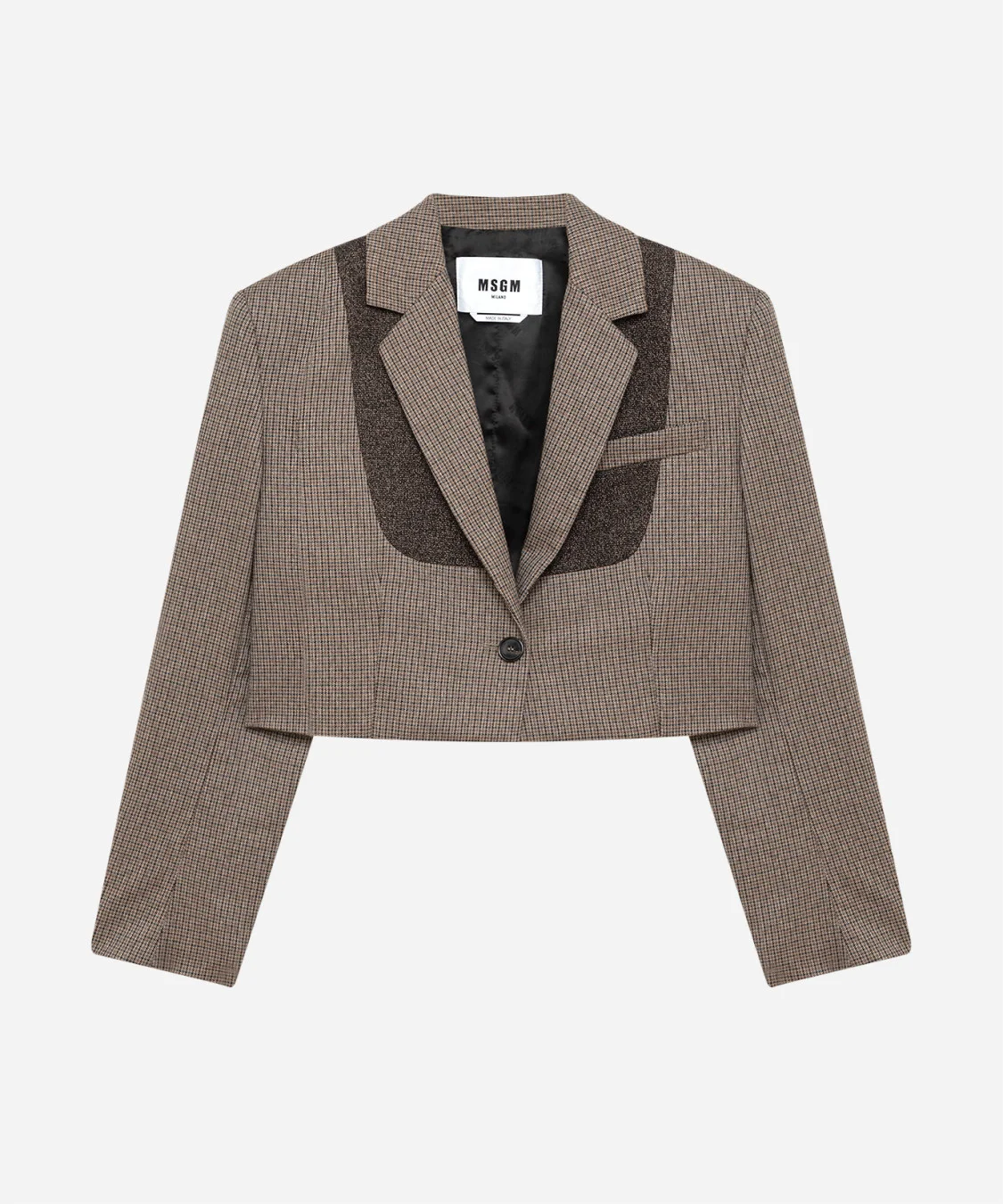 Cropped jacket with micro houndstooth pattern - 1
