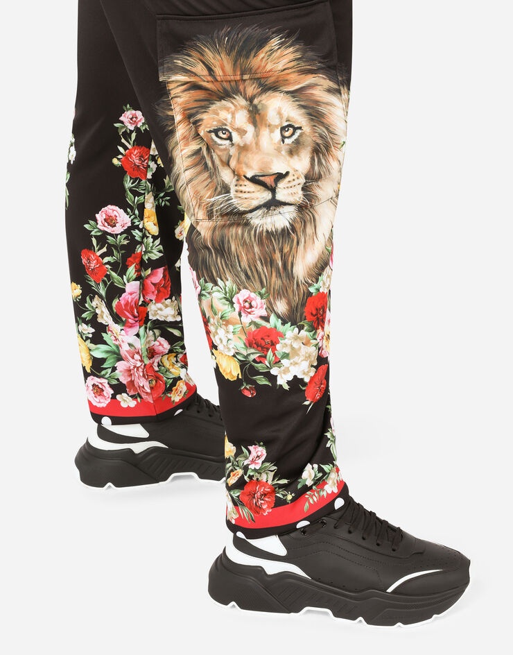 jogging pants with lion mix print - 5