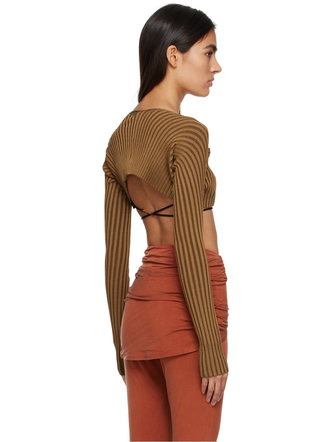 Brown Le Raphia 'La Maille Pralù' Cardigan - 3