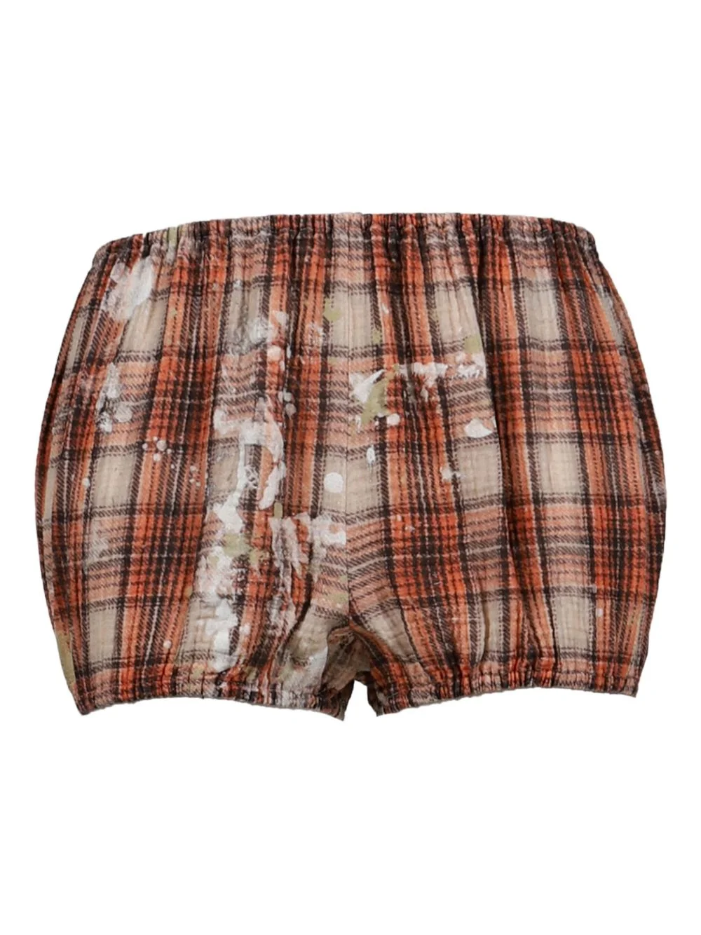 paint-splatter plaid bloomers - 1