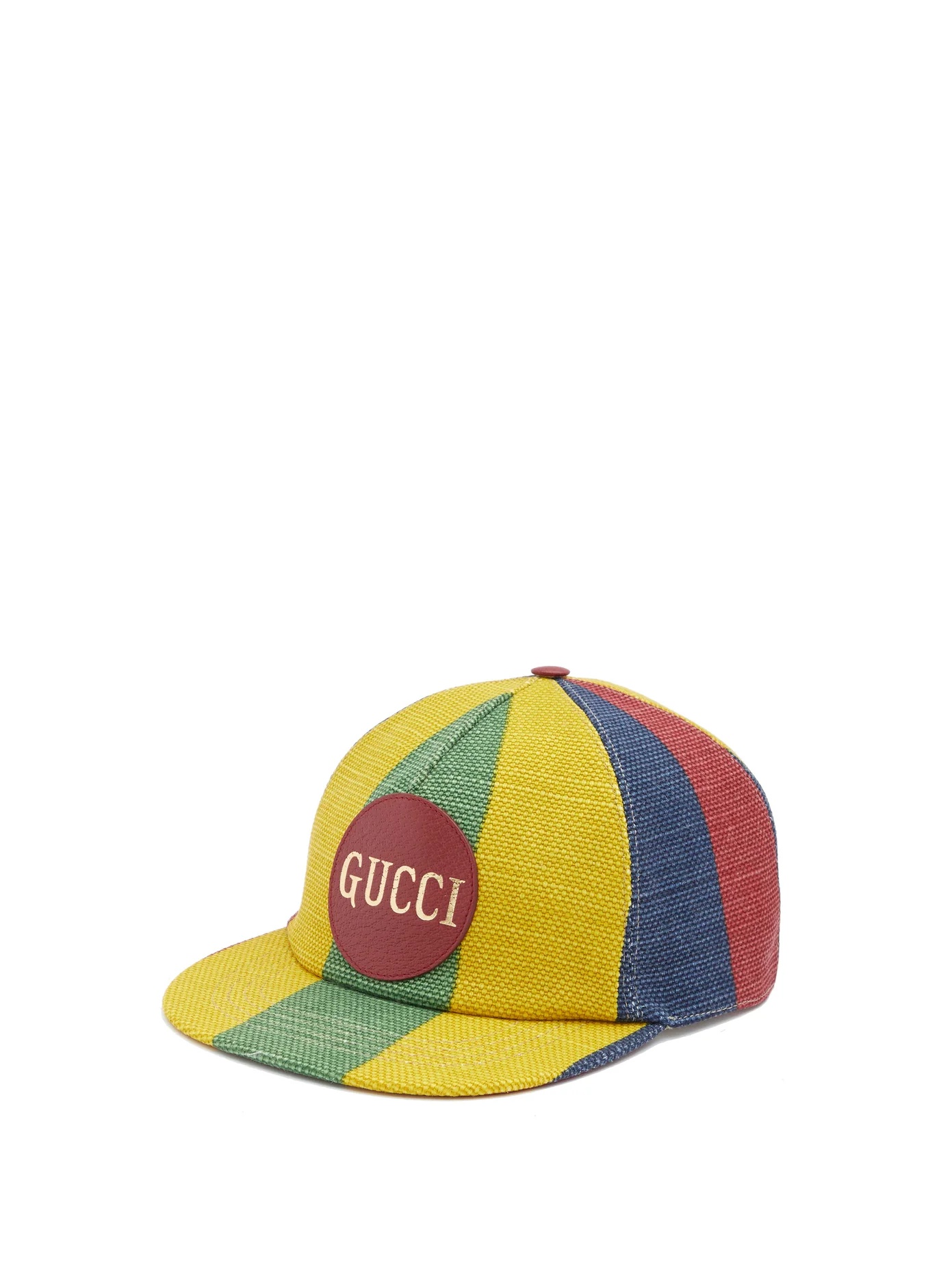 Logo-patch striped linen-hopsack cap - 1