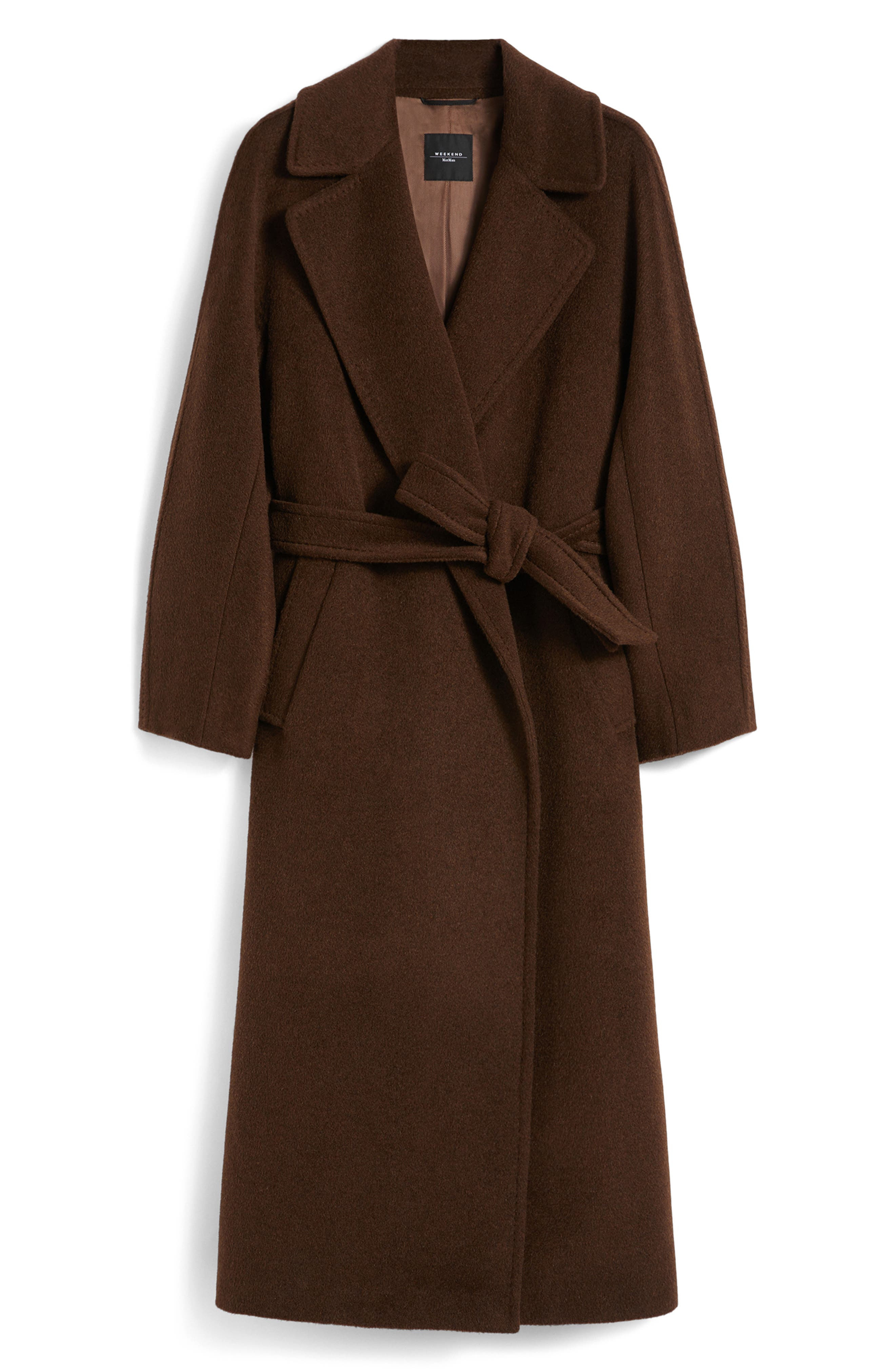 Weekend Max Mara Tempera Wool & Alpaca Blend Wrap Coat in Chocolate at Nordstrom - 4