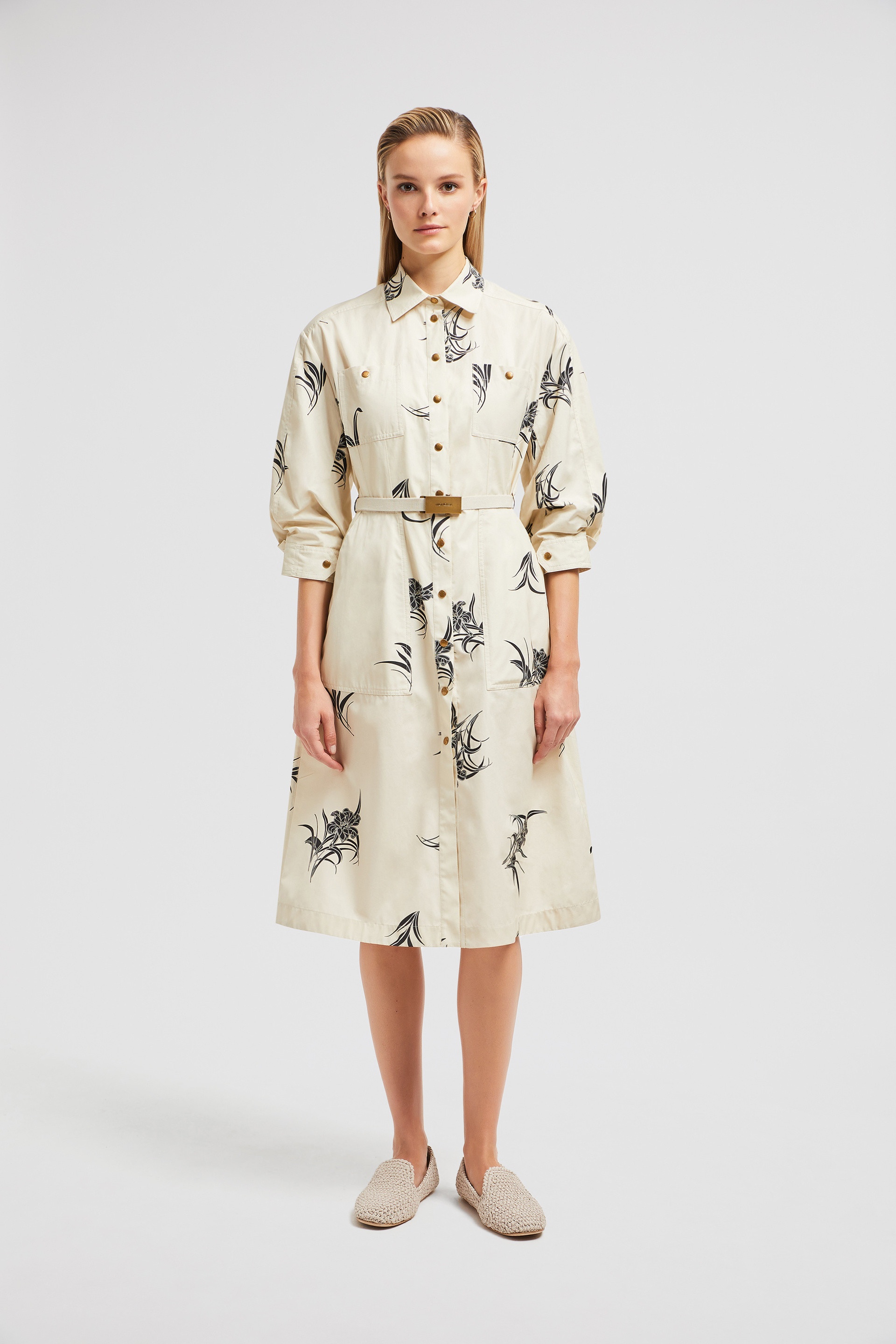 Floral Print Cotton Shirt Dress - 3