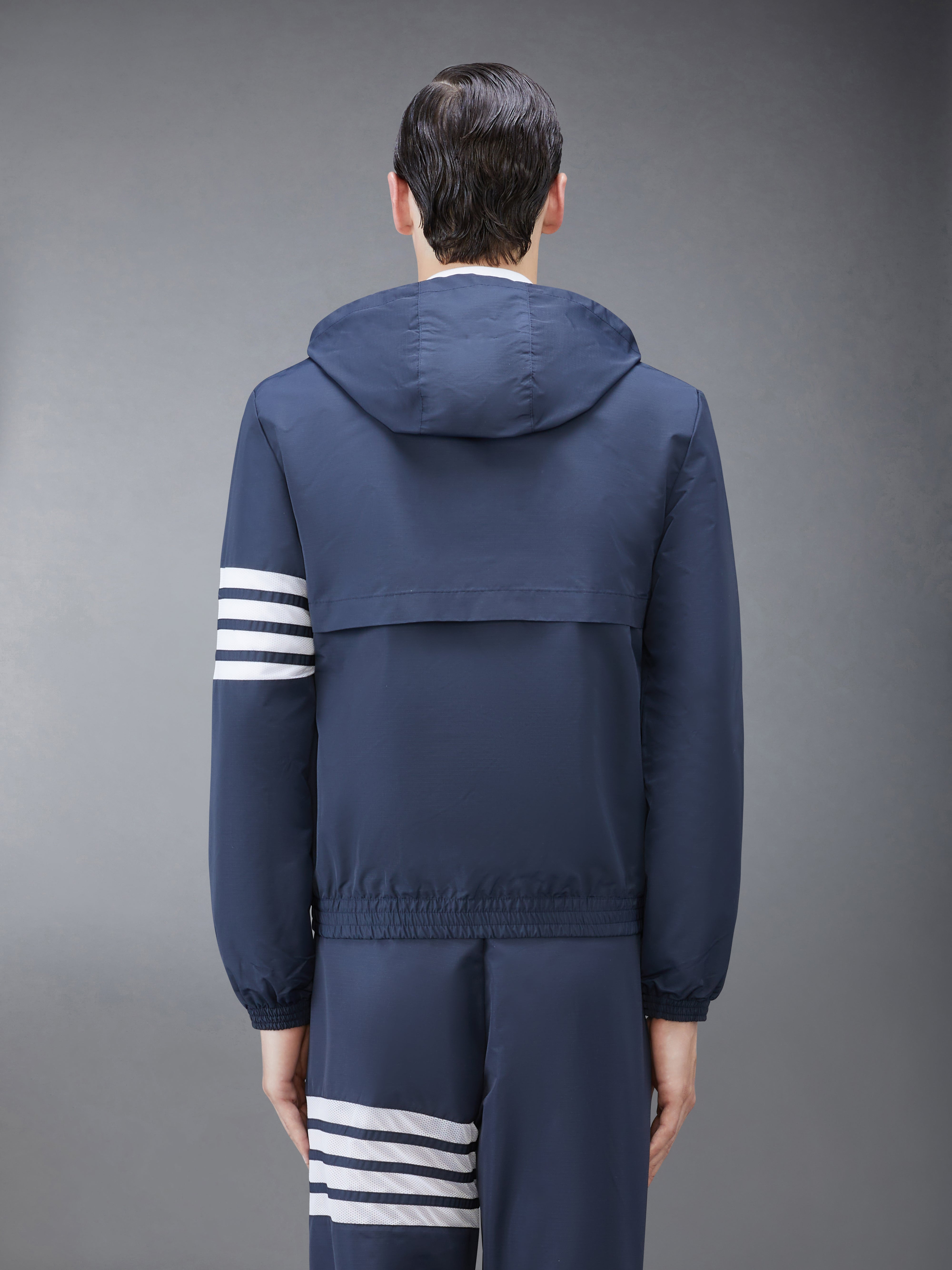 Navy Ripstop Mesh 4-Bar Hooded Zip Up Jacket - 3