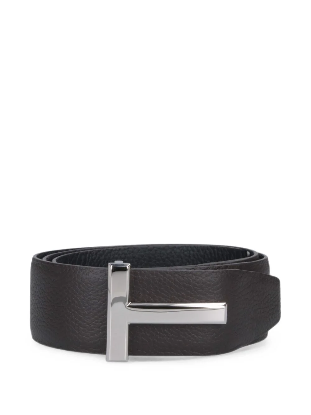 T-buckle grained-leather belt - 1