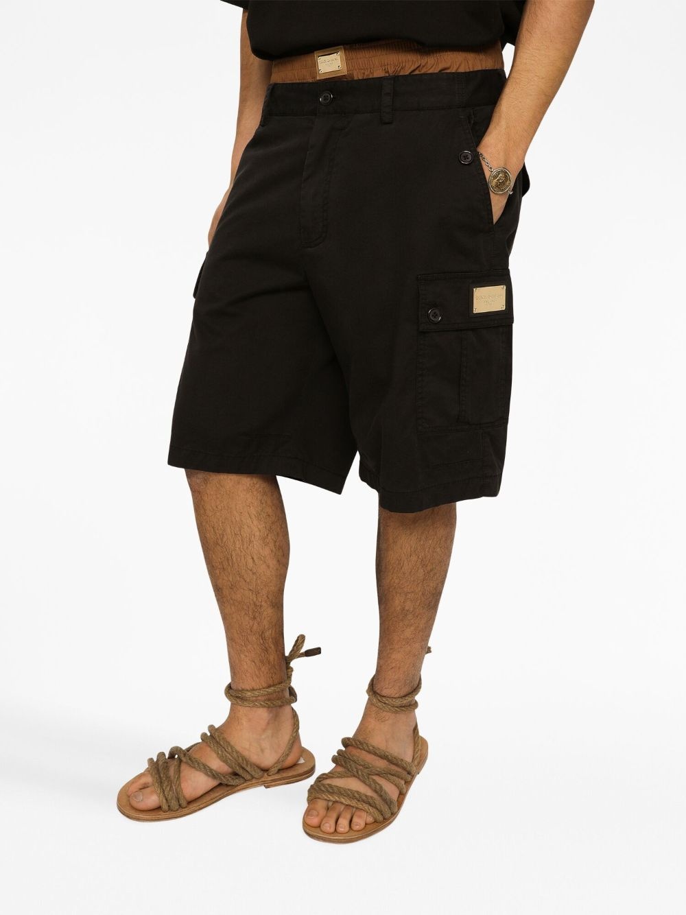 logo-plaque cargo shorts - 4