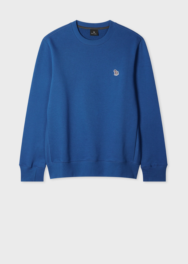 Mid Blue Organic Cotton Zebra Logo Sweatshirt 1