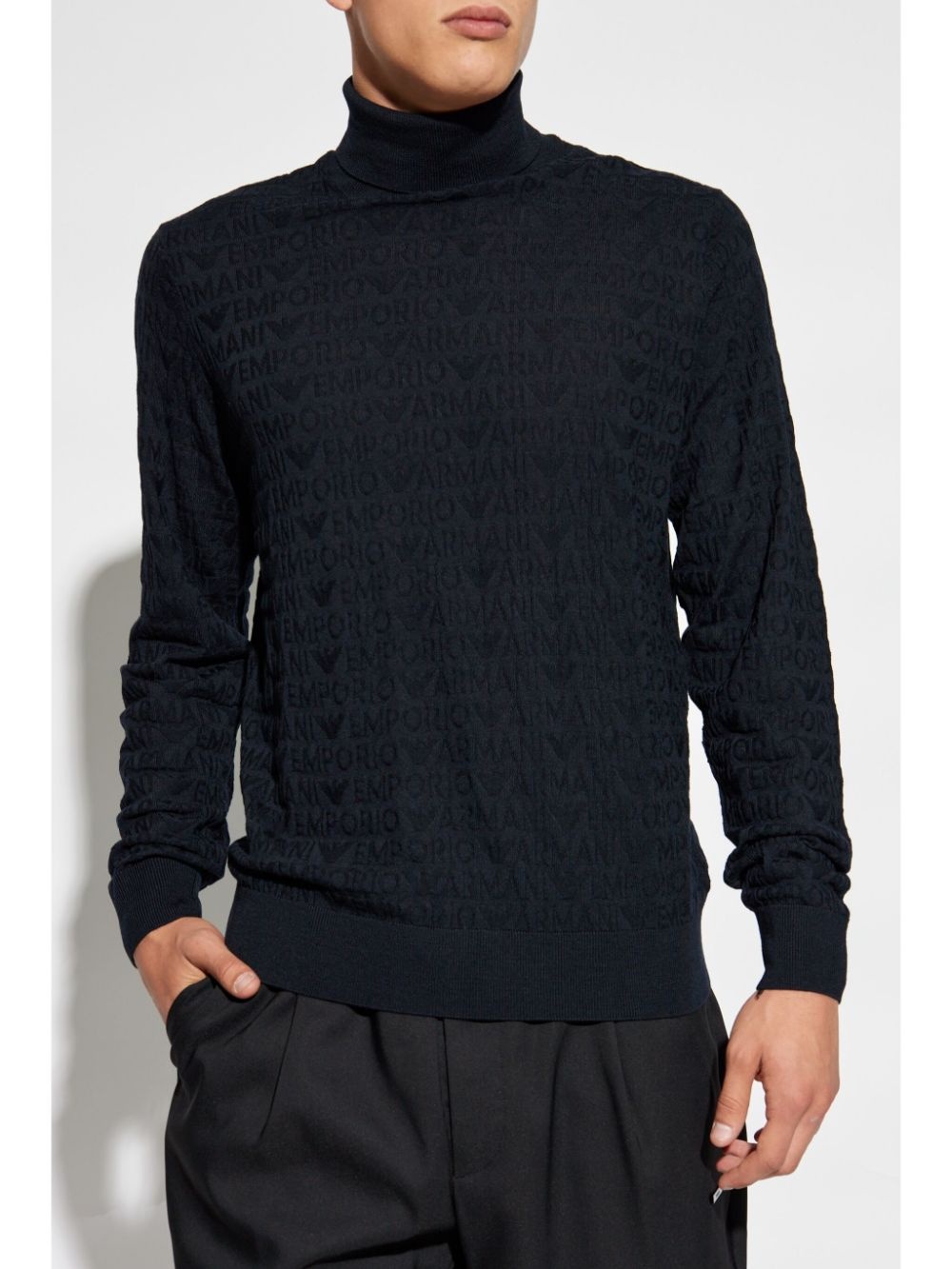 logo-jacquard turtleneck jumper - 3