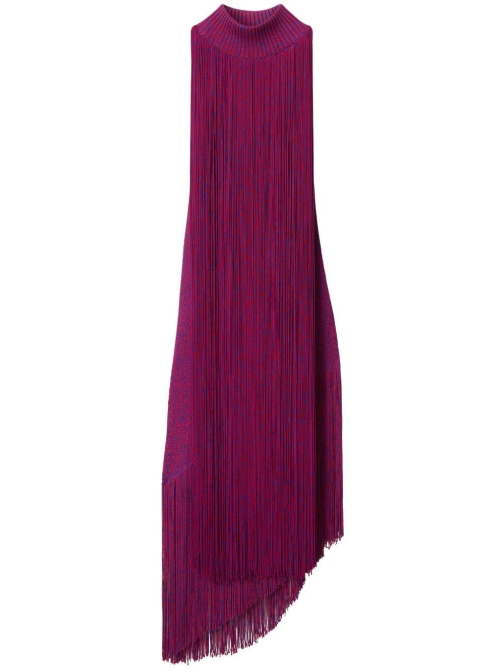 asymmetric fringed midi dress - 1