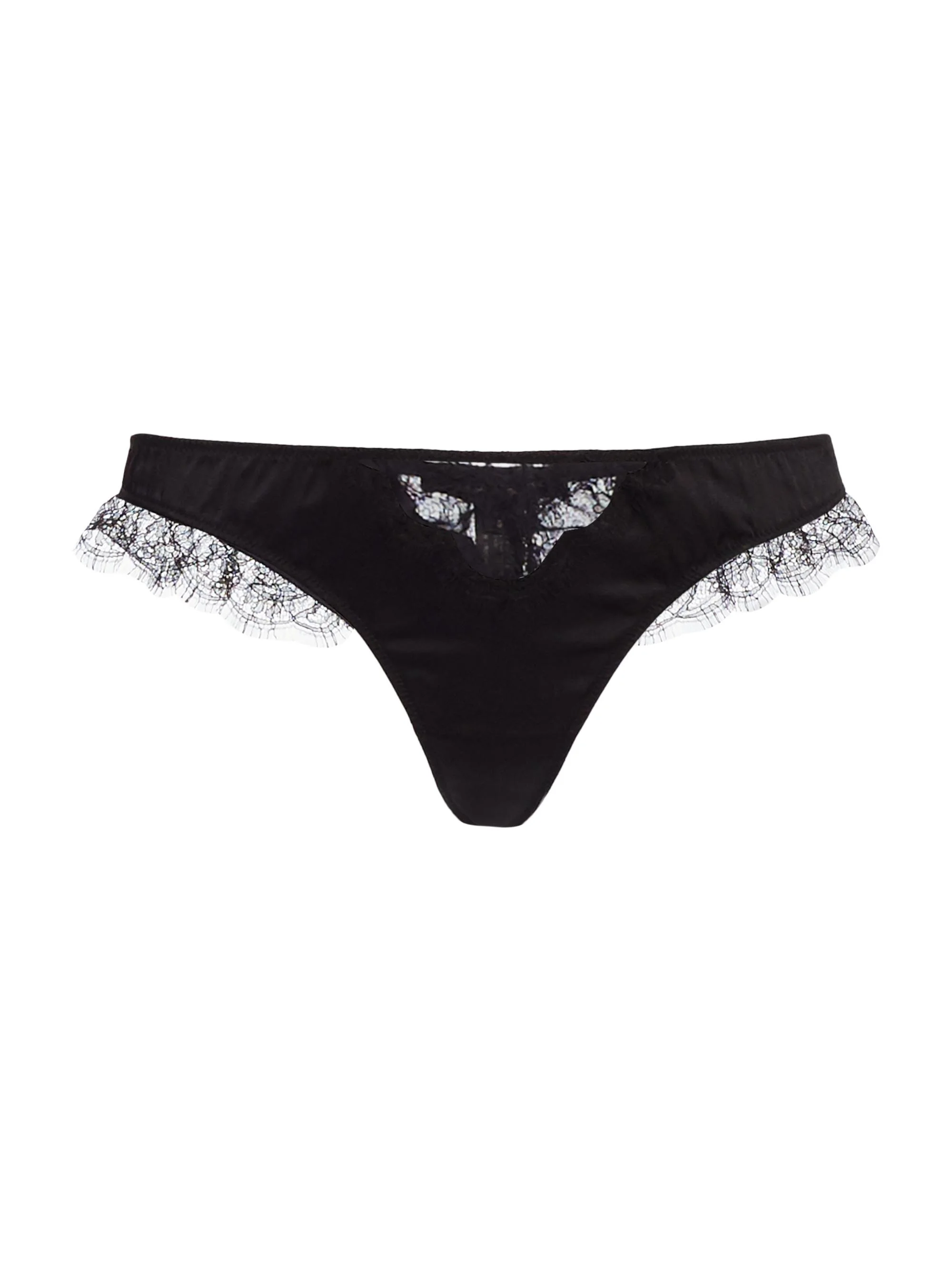 Women's Lace Inset Thong - Black - 1