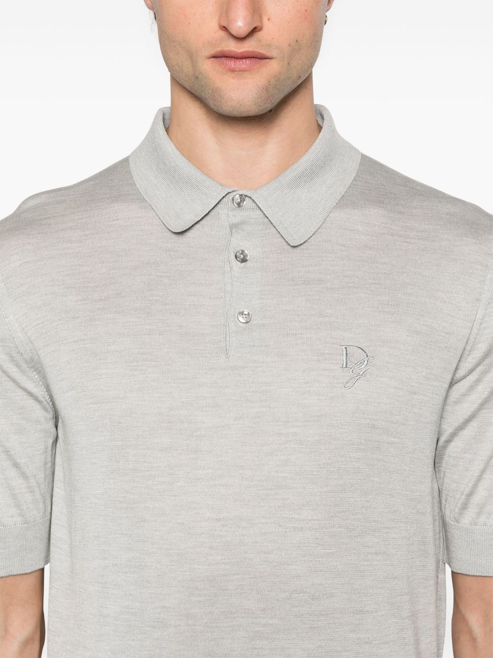 logo-embroidered silk polo shirt - 4