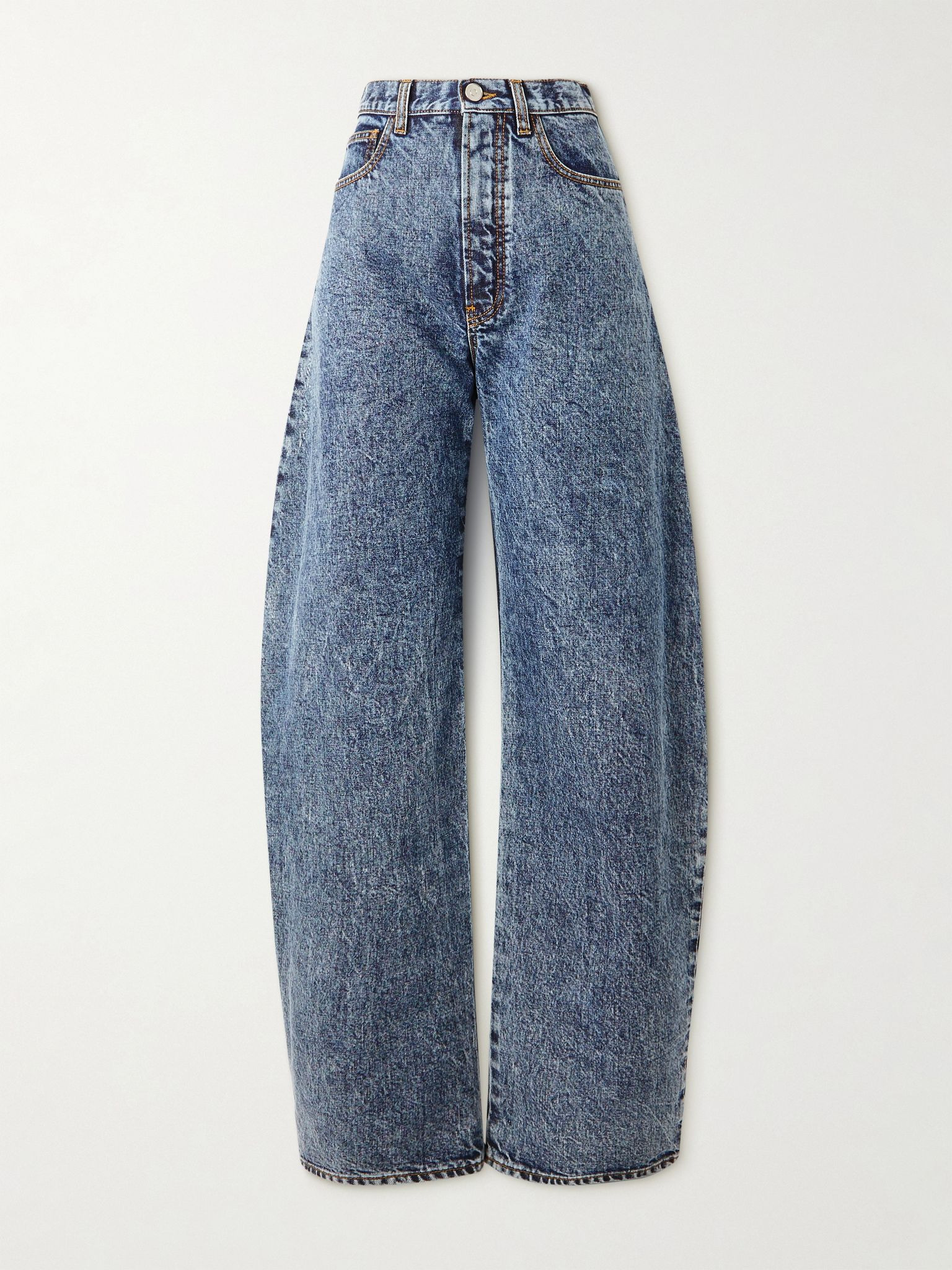 Acid-wash high-rise barrel-leg jeans Blue - 1