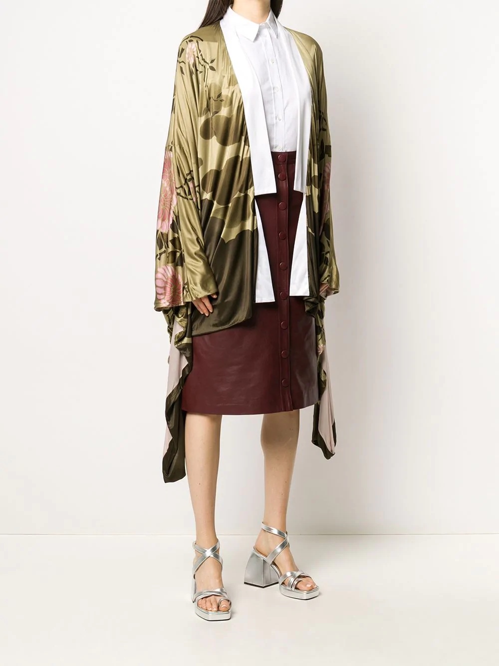 botanical-print silk cardigan - 3