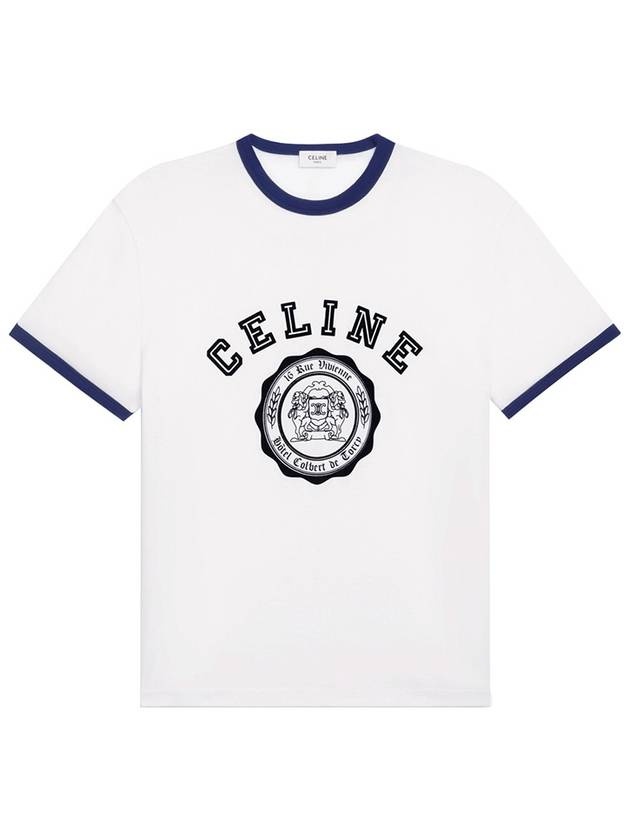 CELINE BLASON ルーズTシャツ コットンジャージー CELINE Blason Loose Cotton Jersey Short Sleeve T-Shirt Off