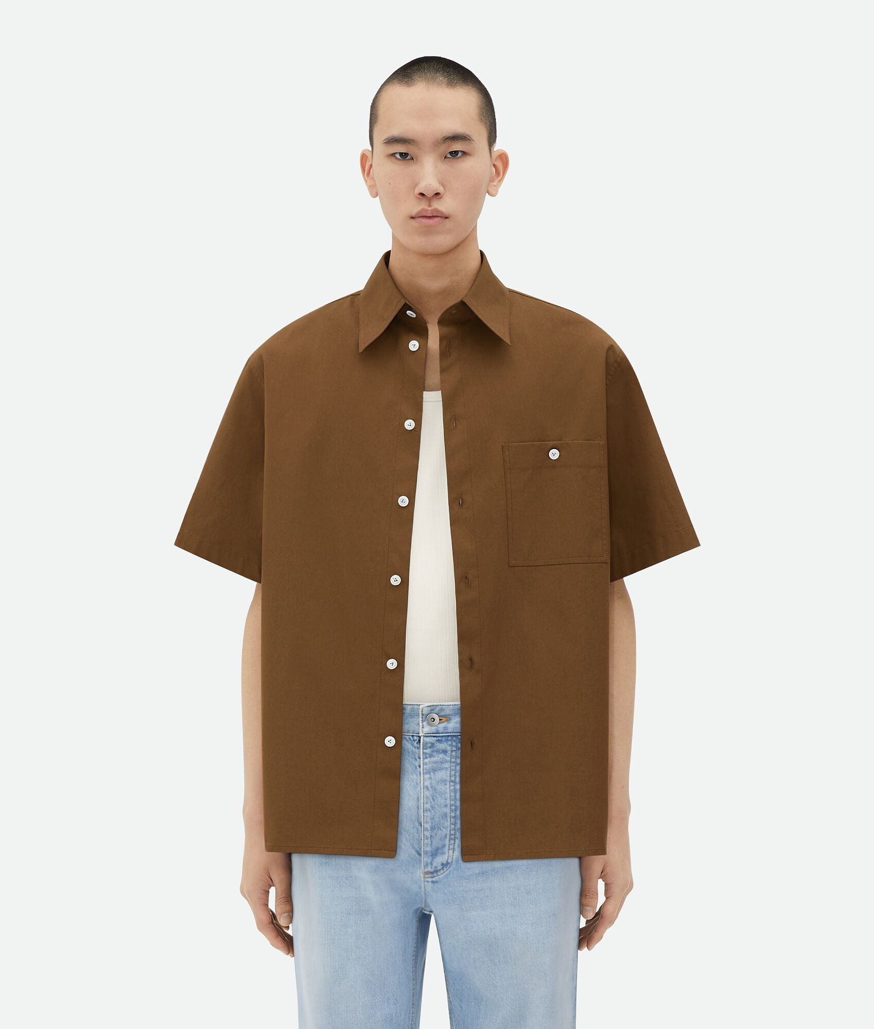 Bottega Veneta Short-Sleeved Cotton Shirt | REVERSIBLE