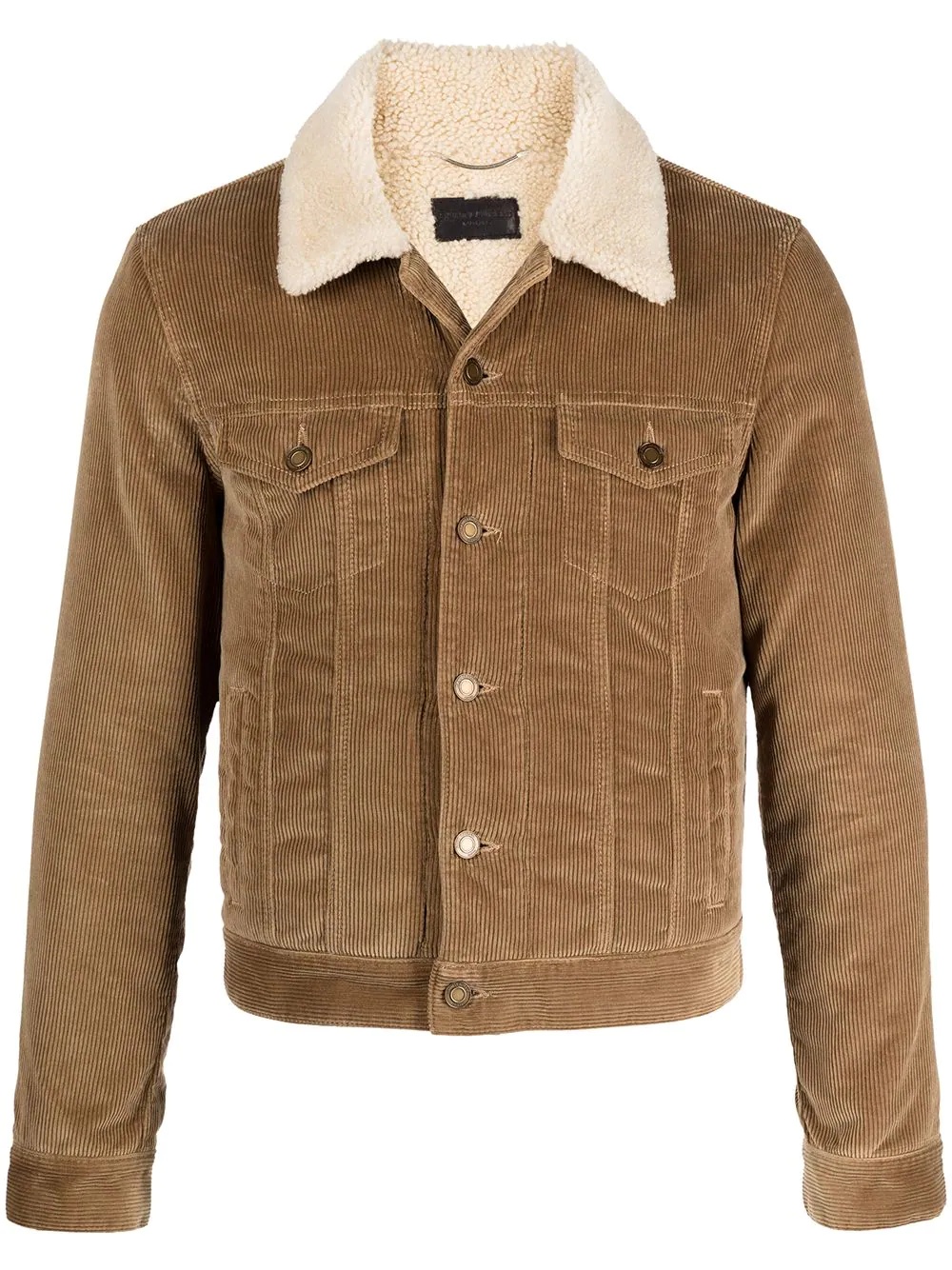 shearling-collar corduroy denim jacket - 1