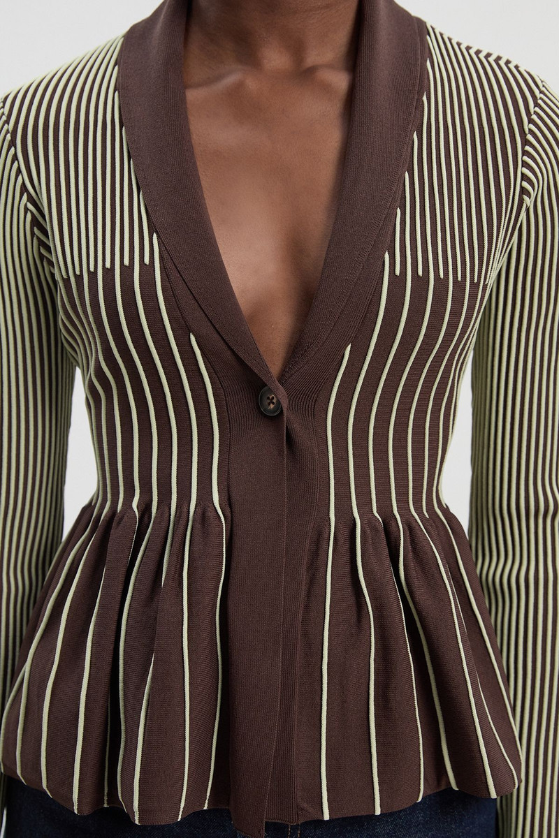 Contrast Stripe Peplum Knitted Jacket 3