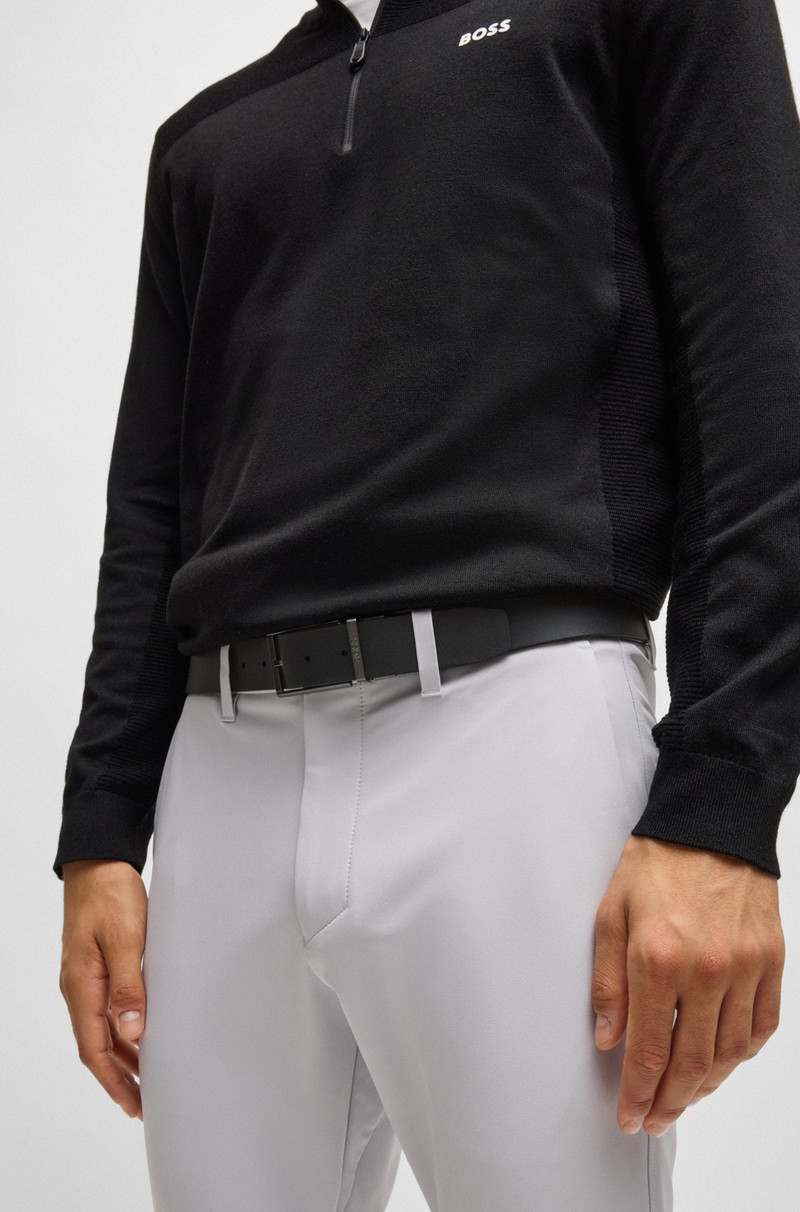 BOSS ITALIAN-LEATHER REVERSIBLE BELT WITH PIN AND PLAQUE BUCKLES outlook