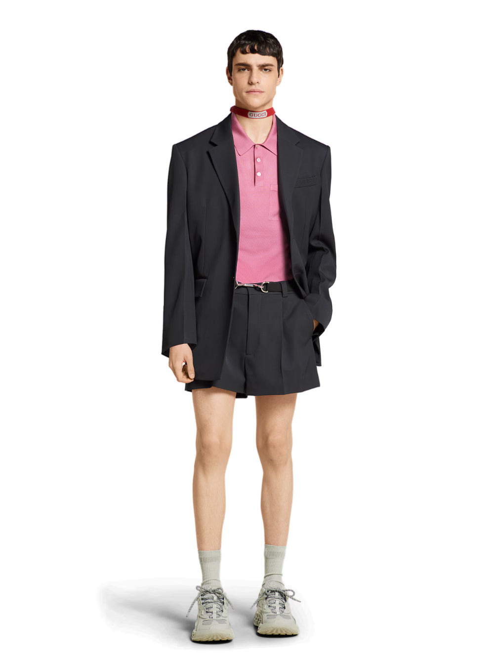 Gucci Men Pink Polo Shirt With Chest Pocket And Embroidered Logo On The Front In Fine Silk Knit Man - 4