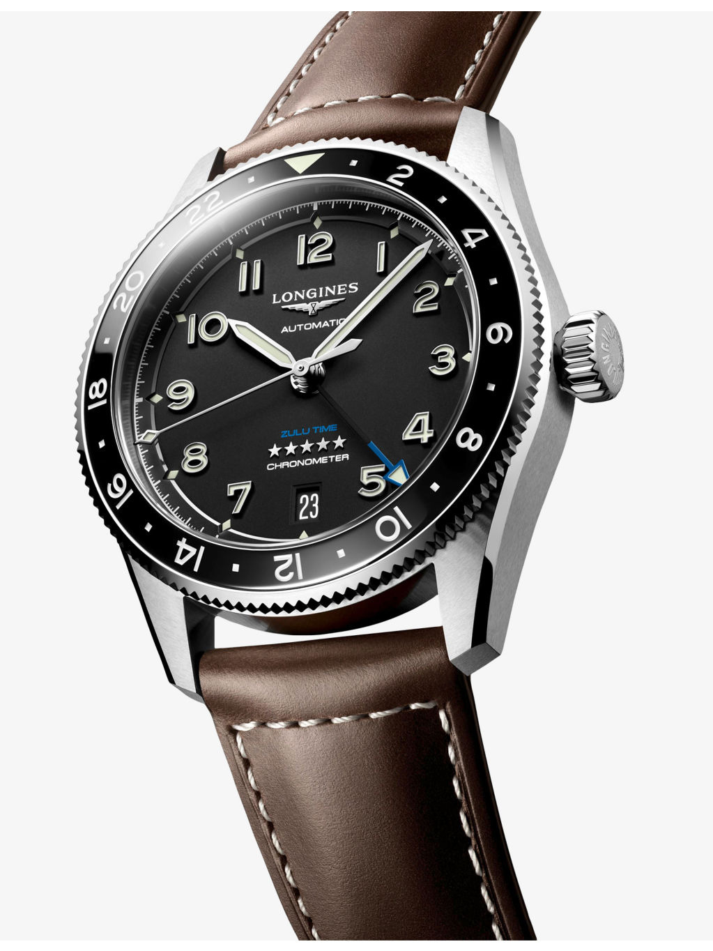 L3.802.4.53.2 Spirit Zulu Time Ceramic Bezel Stainless-Steel Automatic Watch - 3