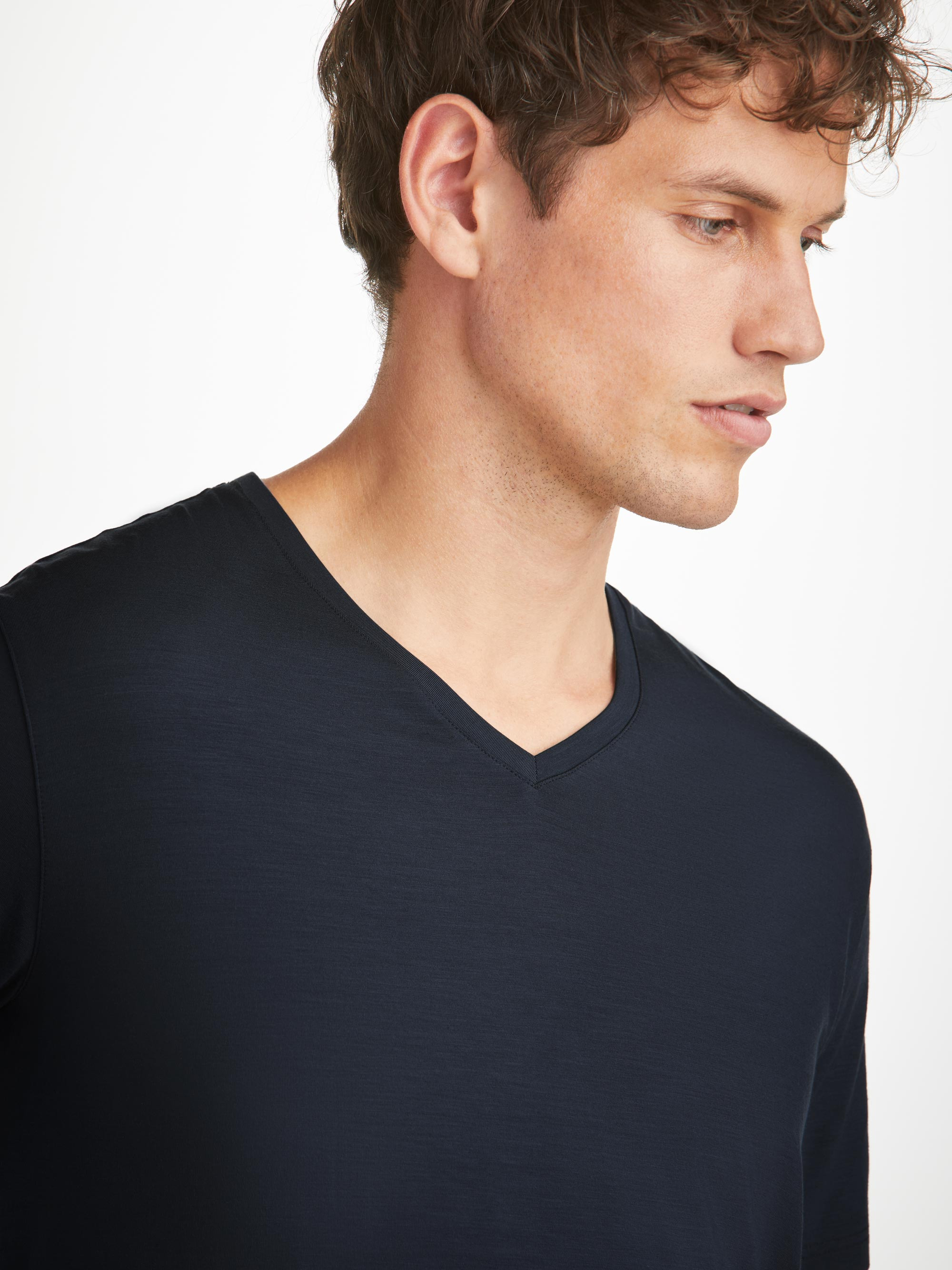 Men's V-Neck T-Shirt Basel Micro Modal Stretch Navy - 6
