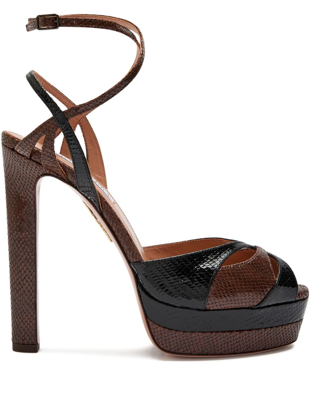 130mm Plateau snake-embossed leather sandals - 1