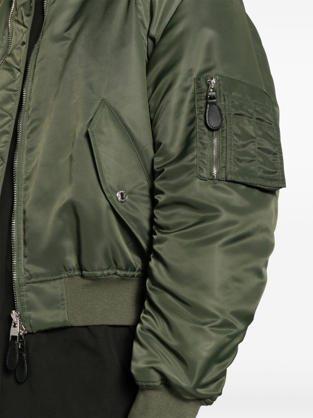 detachable-sleeve ruched bomber jacket - 5