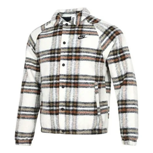 Nike Plaid 캐주얼 라펠 셔츠 재킷 빛 마호가니 갈색 DR6862-104 - 1