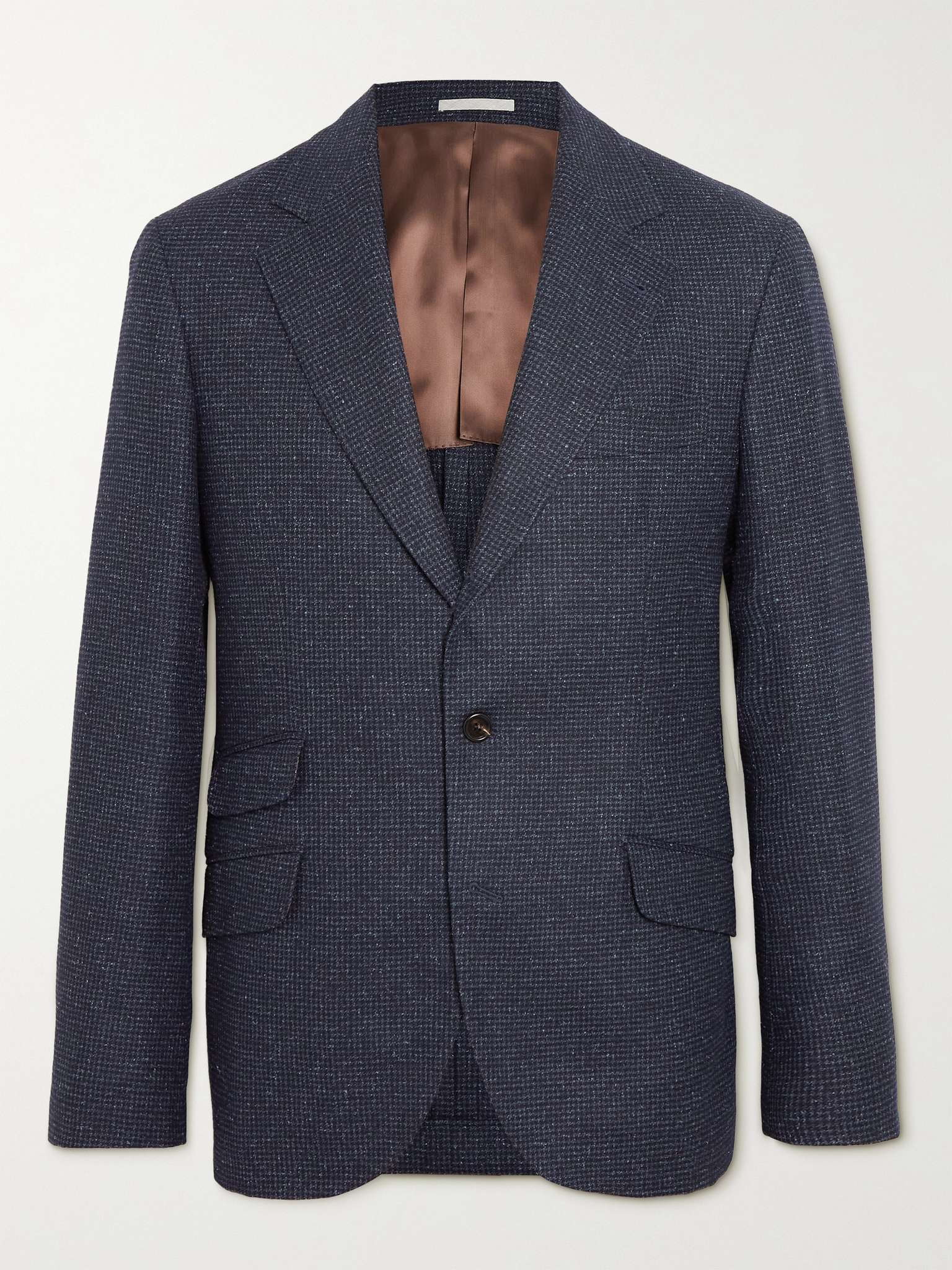 Unstructured Micro-Houndstooth Wool and Silk-Blend Blazer - 1