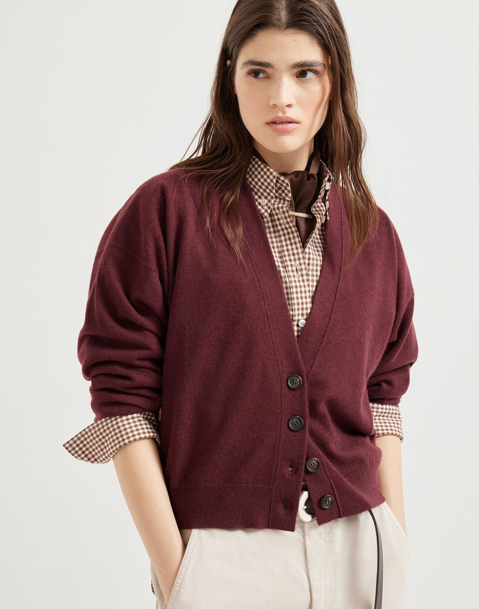 Cashmere cardigan with monili - 4