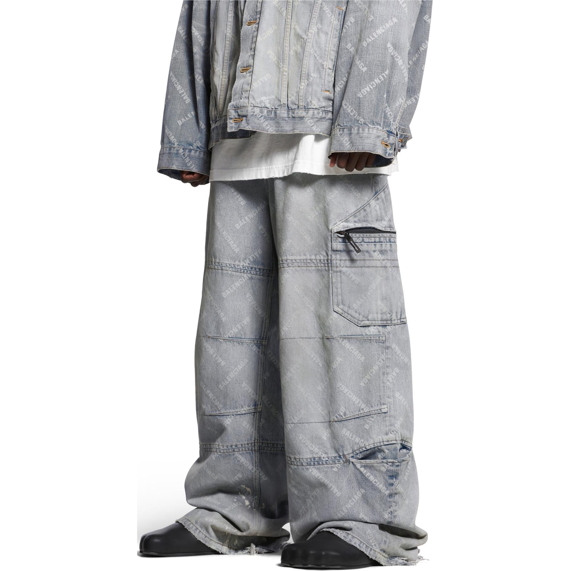 Balenciaga Bal Diagonal Allover Cargo Pants 'Light Blue' 767971TDW144979 - 6