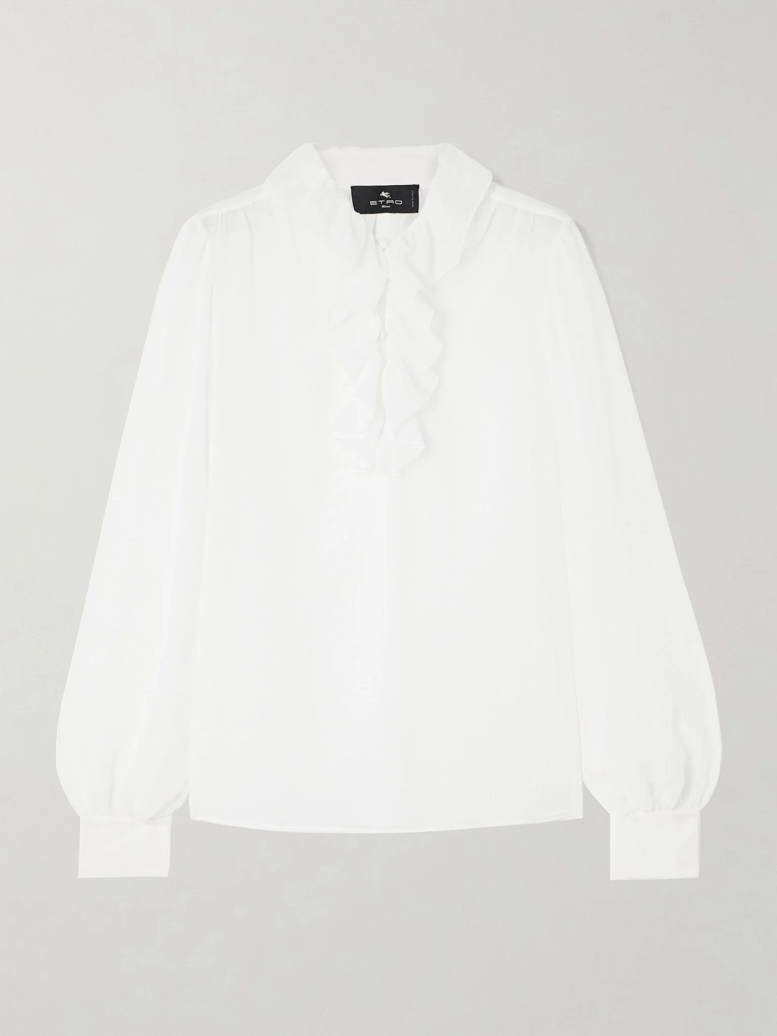 Ruffled jacquard blouse White - 1