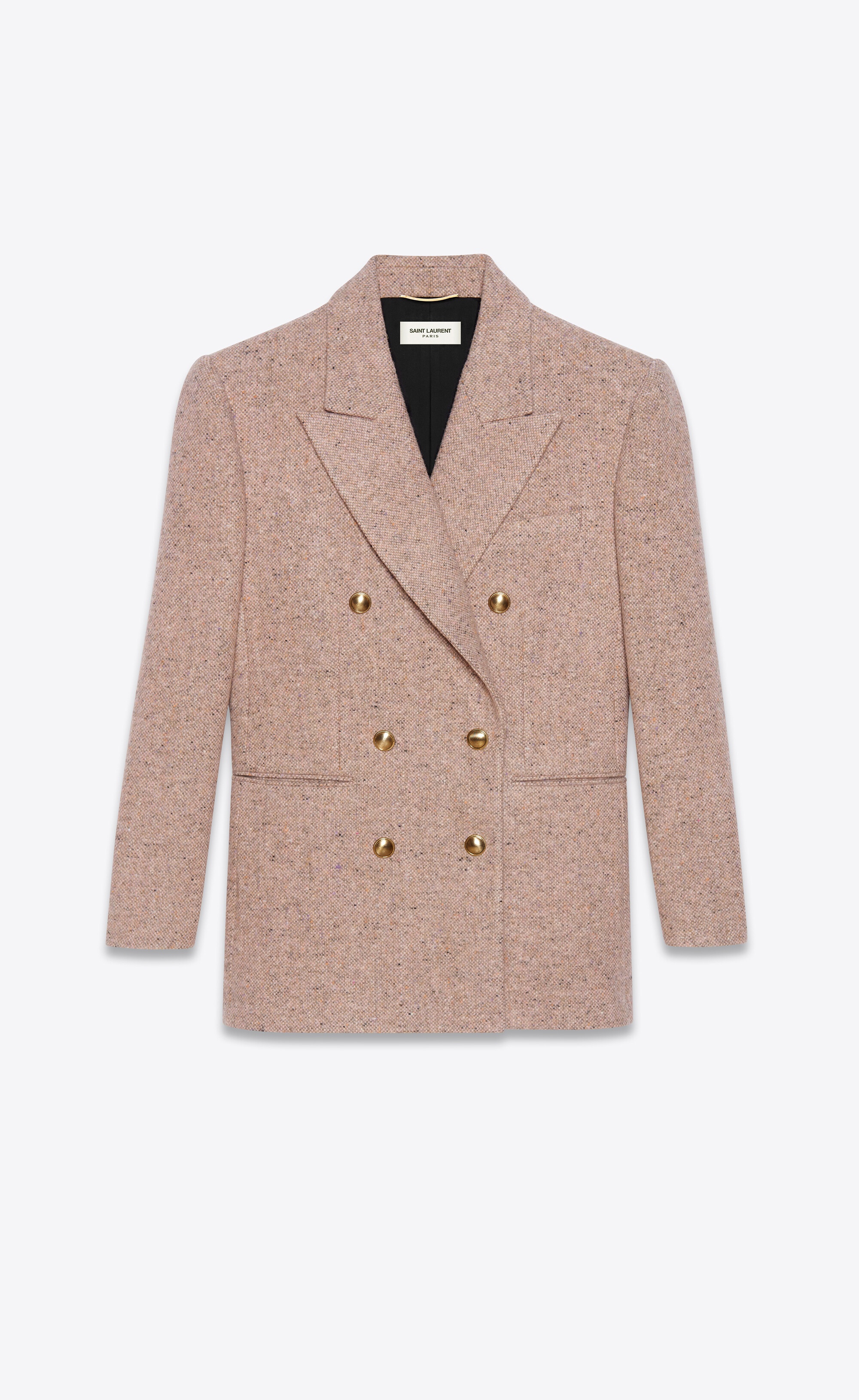 double-breasted jacket in mélange wool tweed - 1