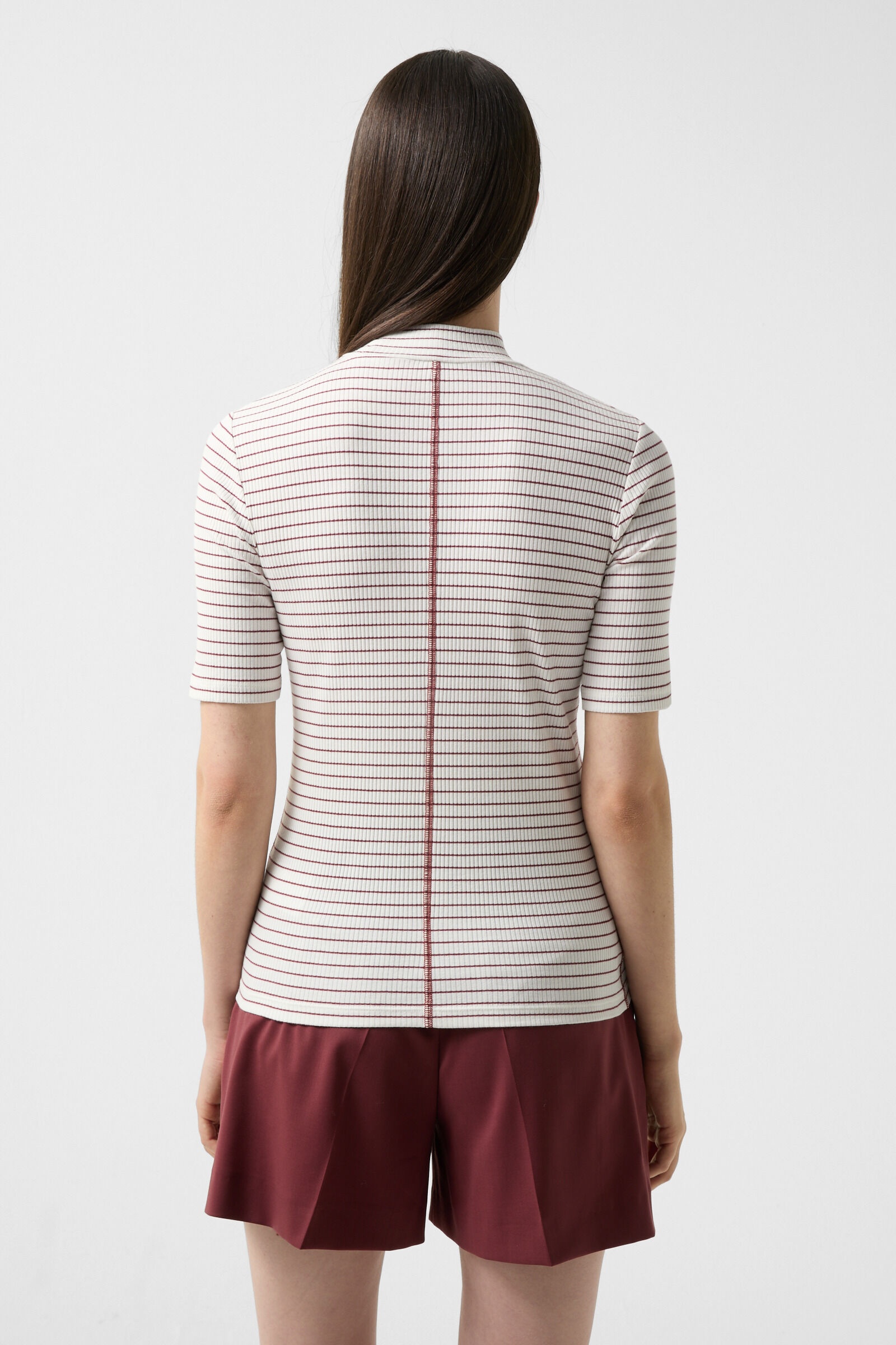 T-shirt Riva in Wine red/off-white - 3