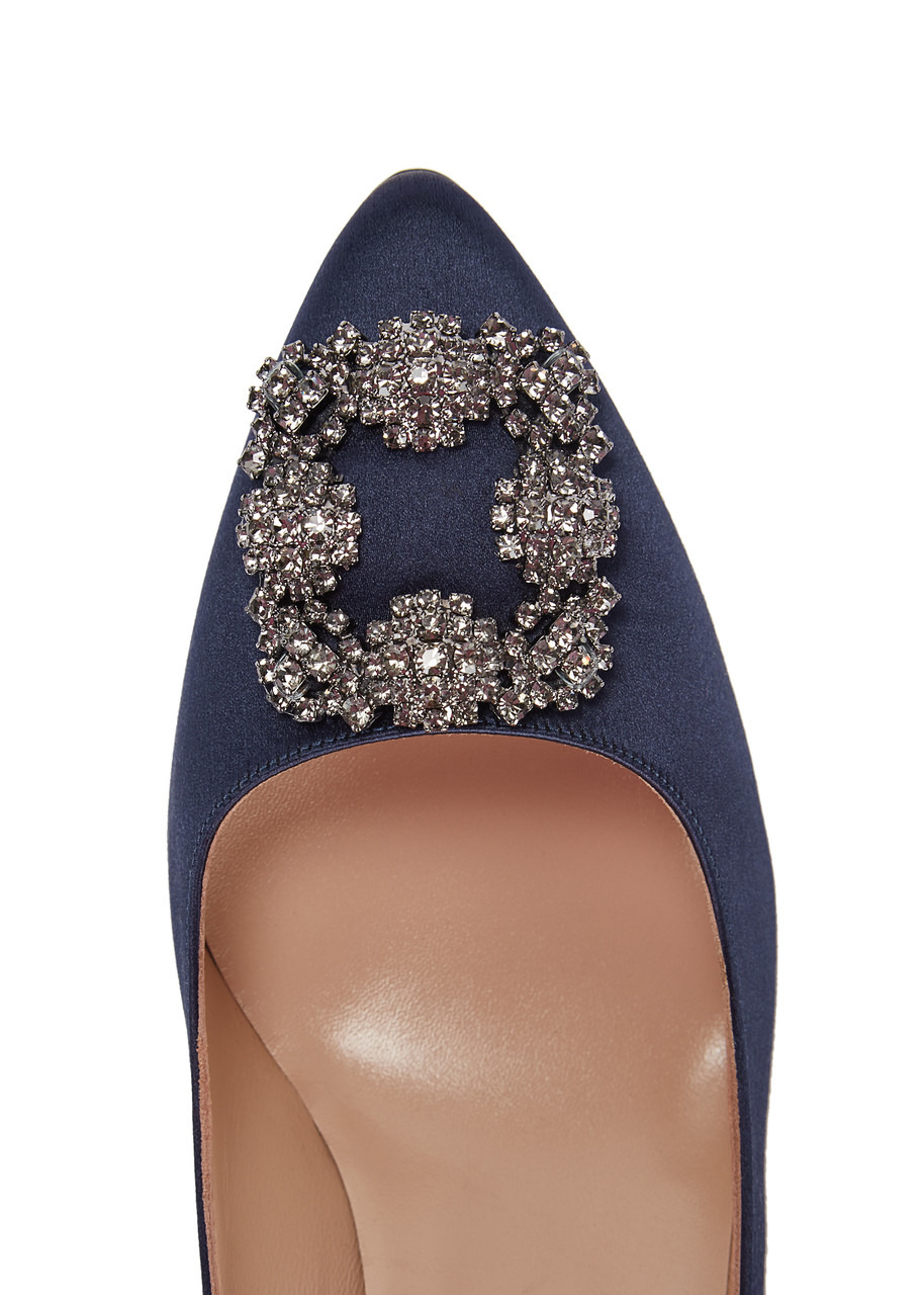 Hangisi 75 navy silk satin pumps - 4