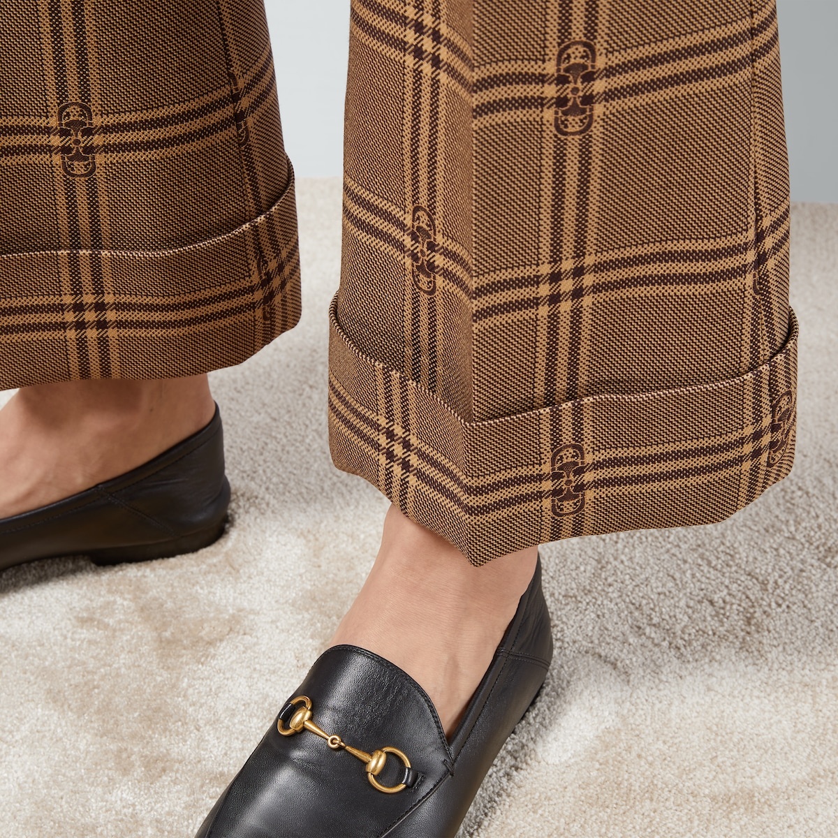 Horsebit check wool pant - 3