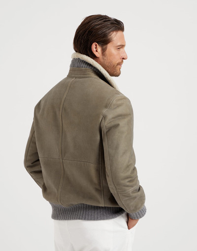 Brunello Cucinelli Nubuck shearling bomber jacket outlook