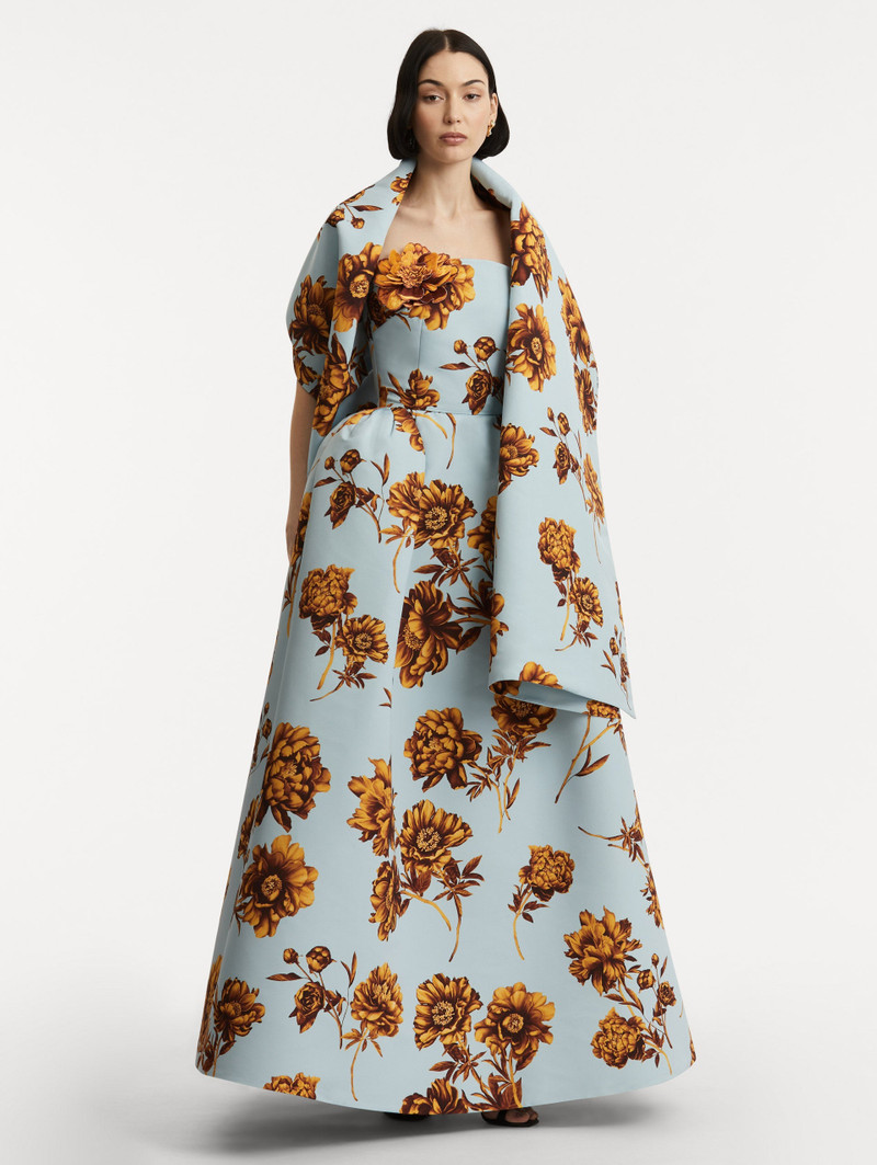 Oscar de la Renta PEONY FAILLE GOWN WITH SHAWL outlook