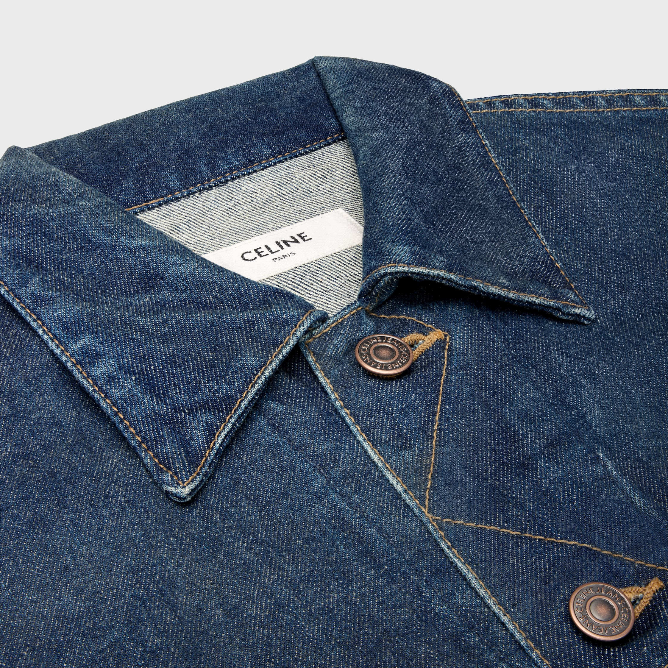 trucker jacket in royal indigo wash denim - 3
